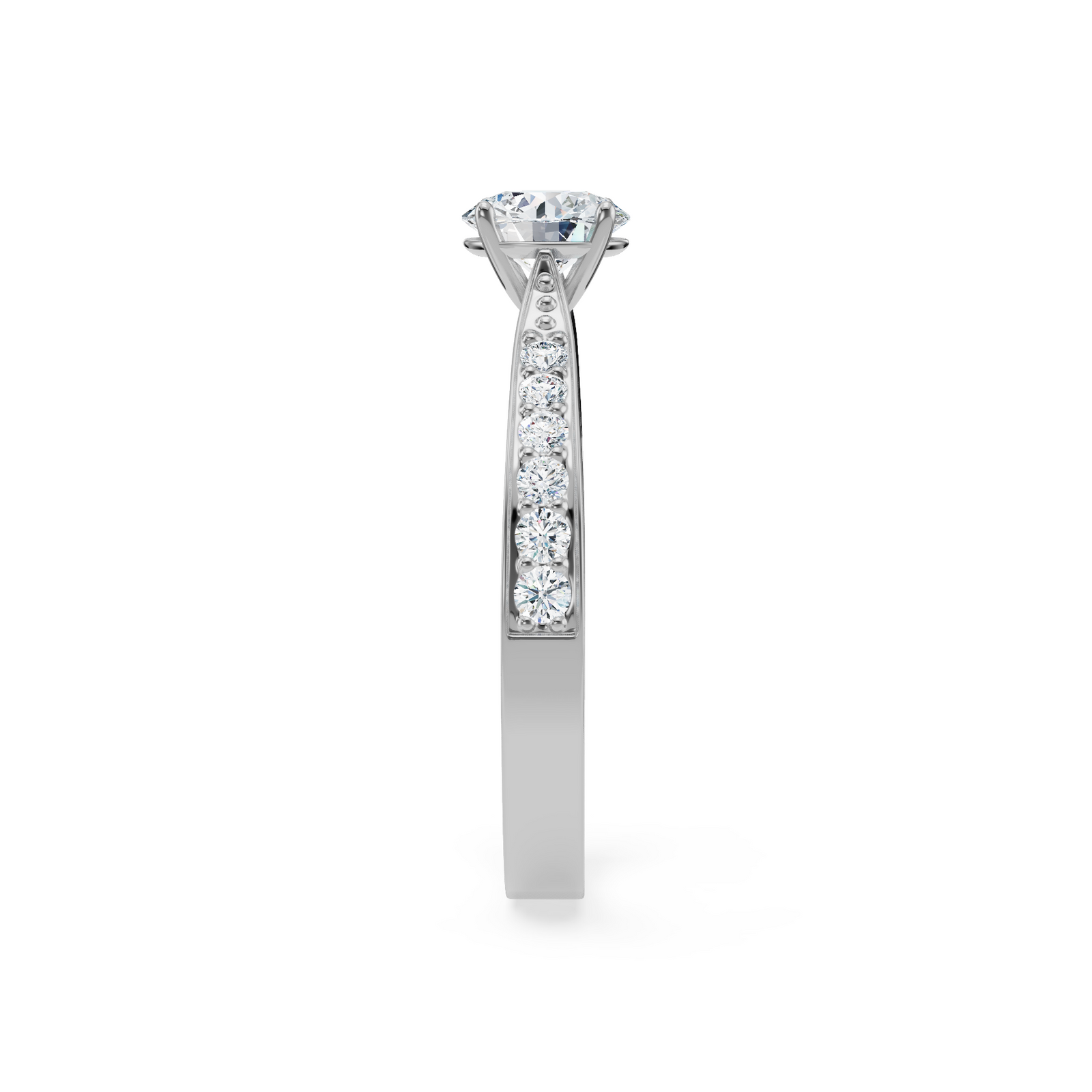 Round Sidestones Engagement Ring Side View