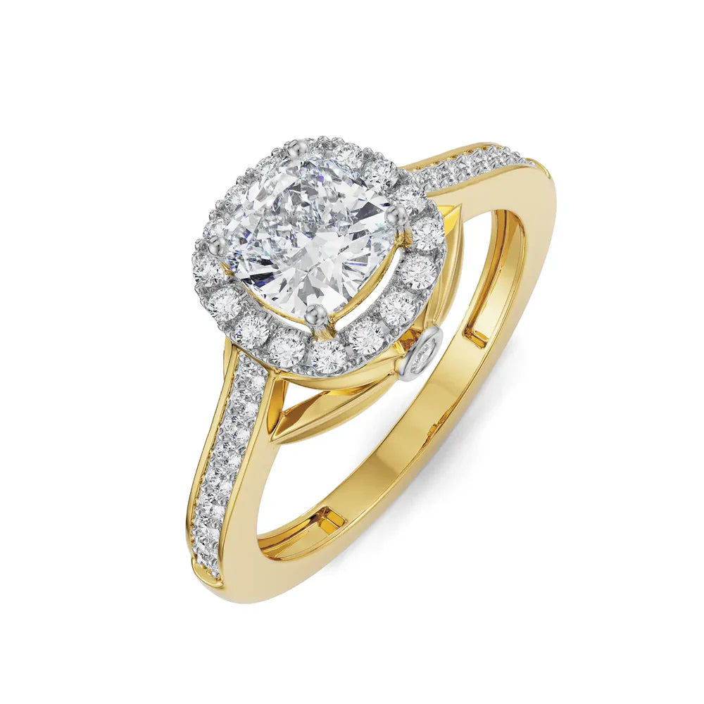 Royal Halo Lab Diamond Solitaire Engagement Ring 9KT