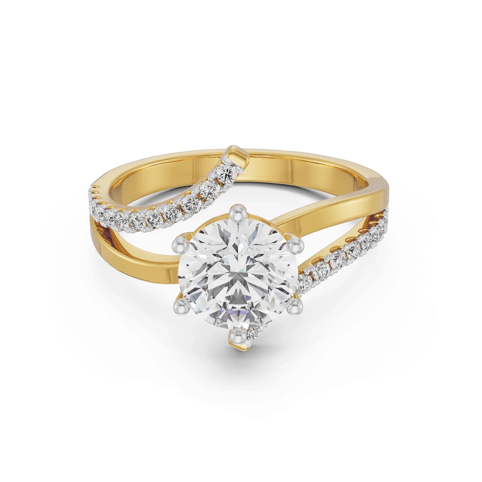 Round Fusion Diamond Ring Front View in 9KT