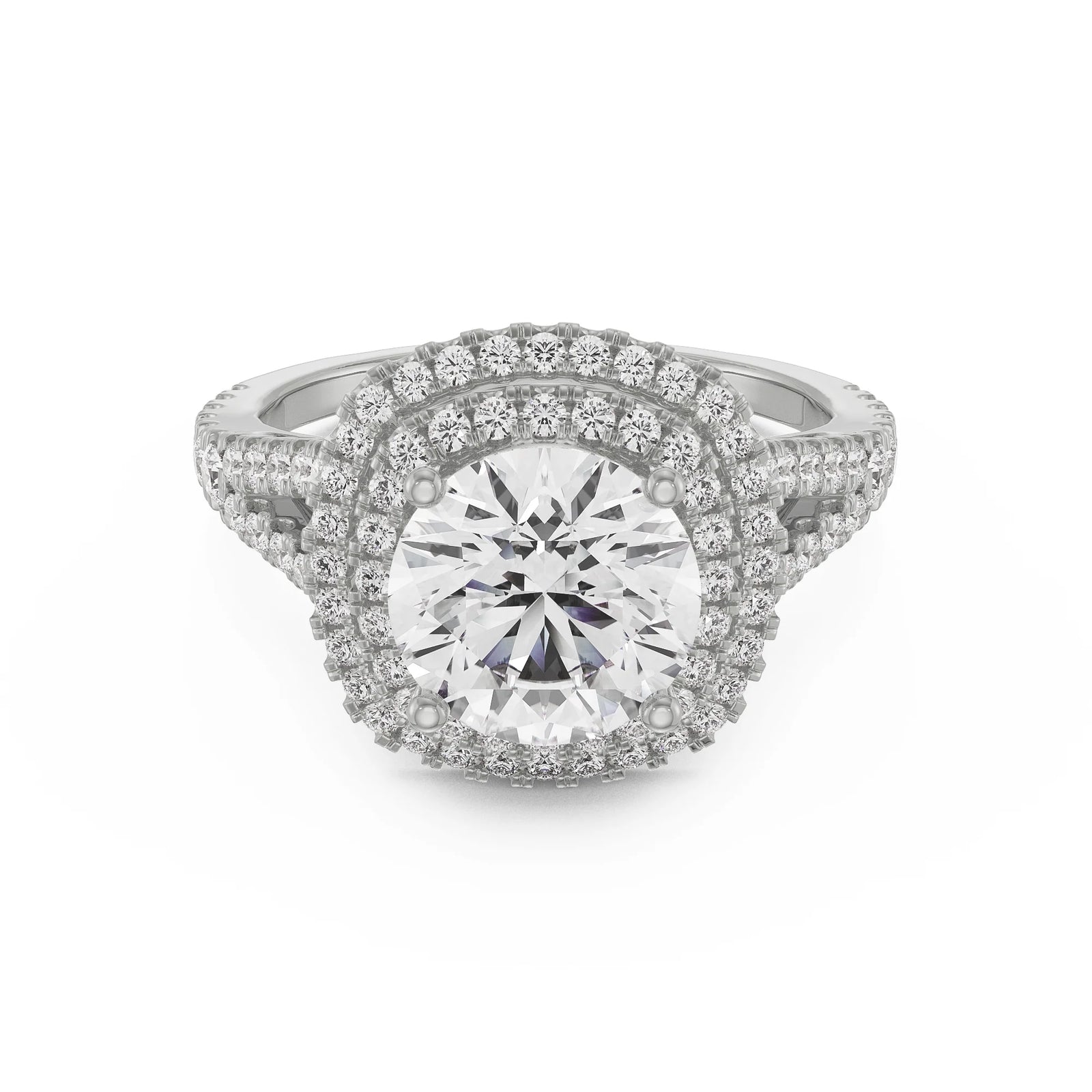 Duo Band Halo Ring Front View