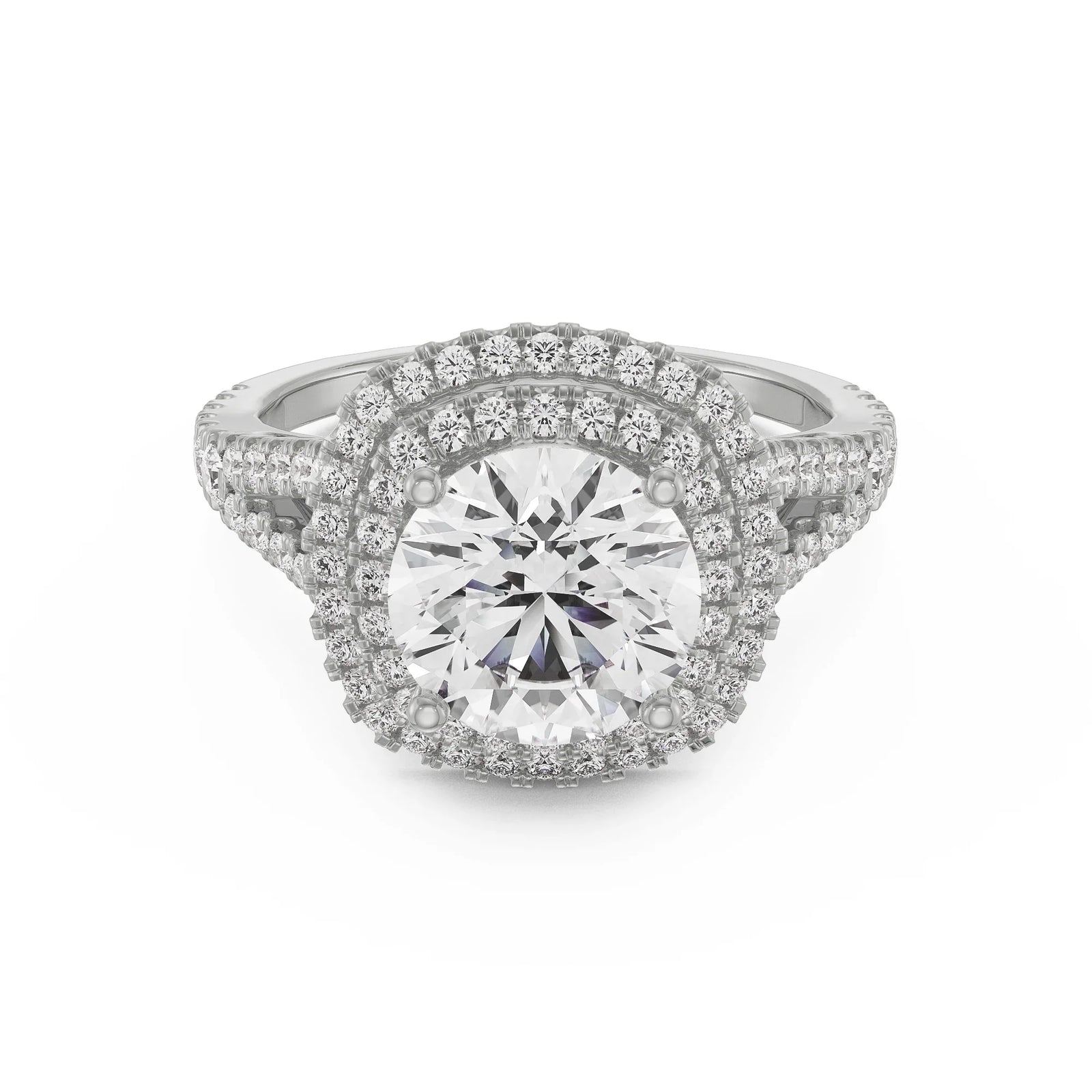 Duo Band Halo Ring Front View in 9KT