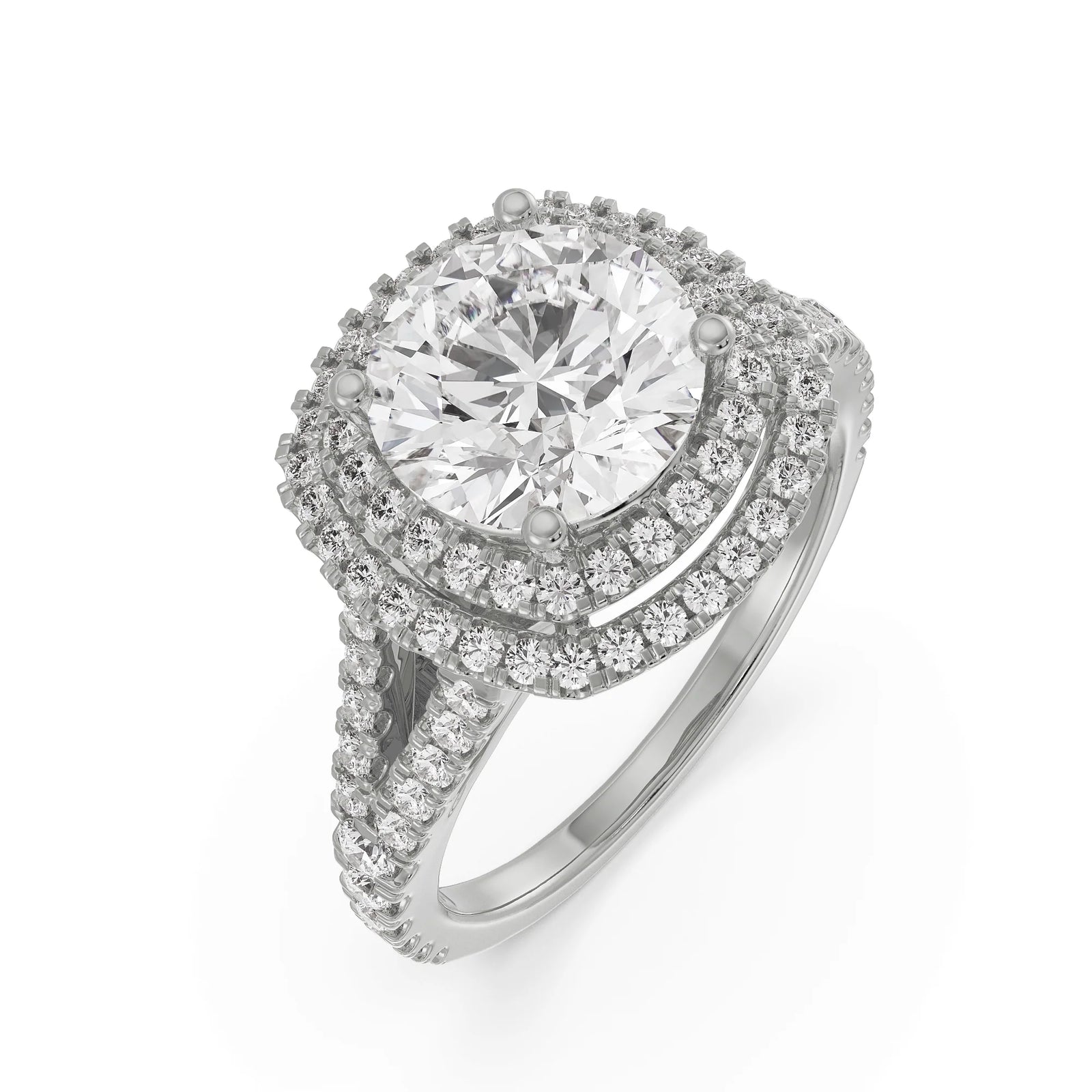 Duo Band Halo Ring Top View
