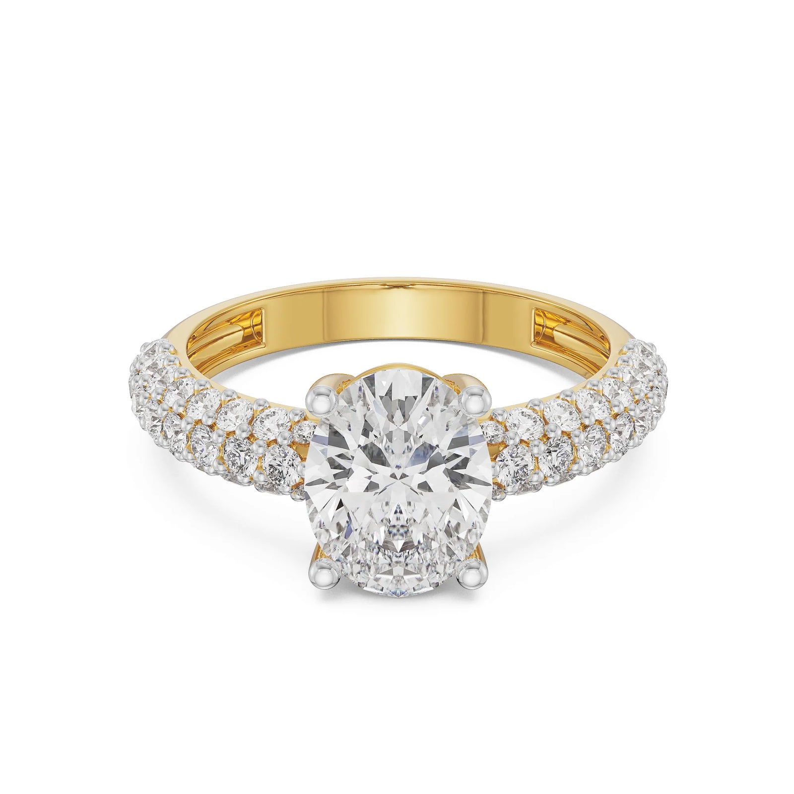 Oval Diamond Pave Ring Front View
