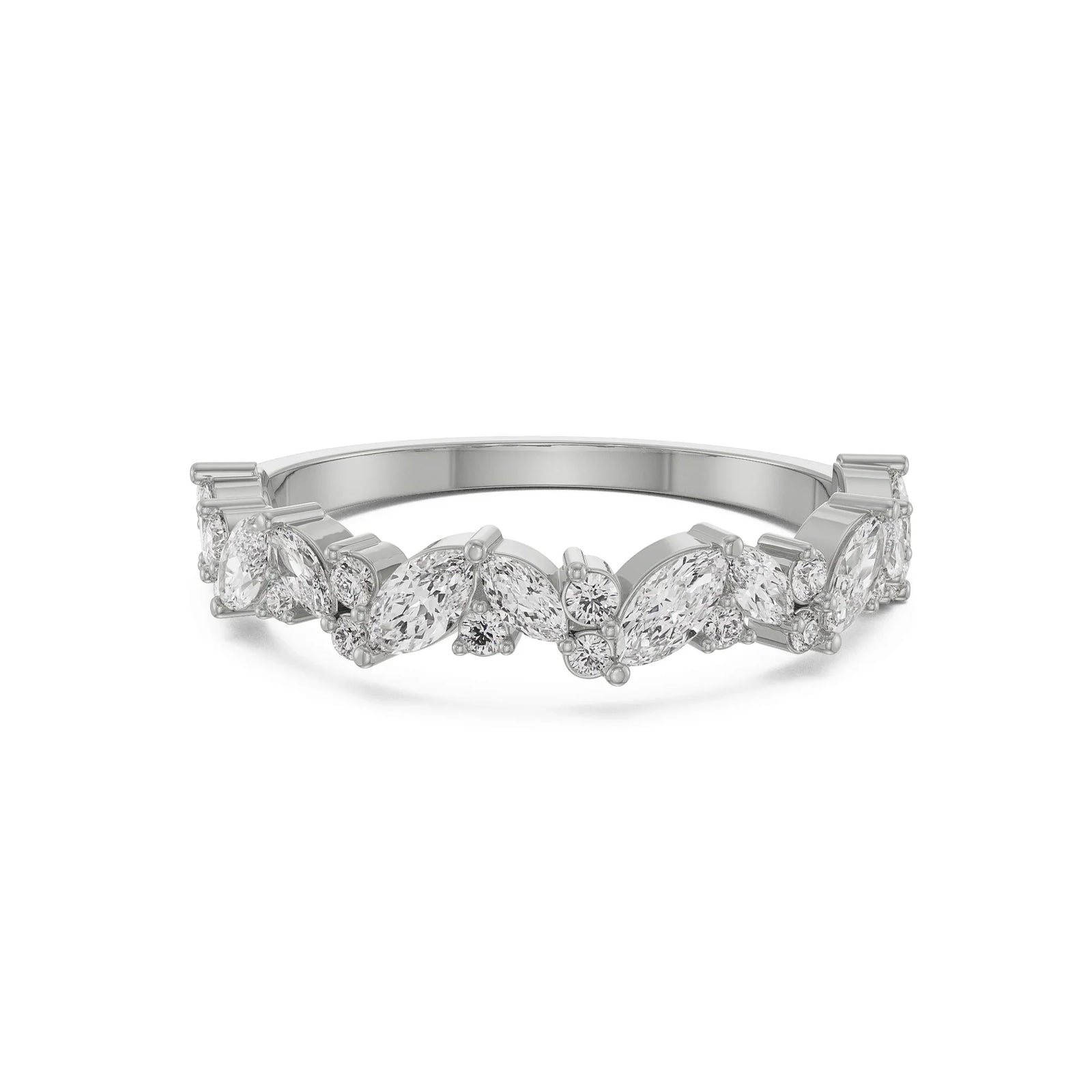 Timless Flora Diamond Ring Front View in 9KT