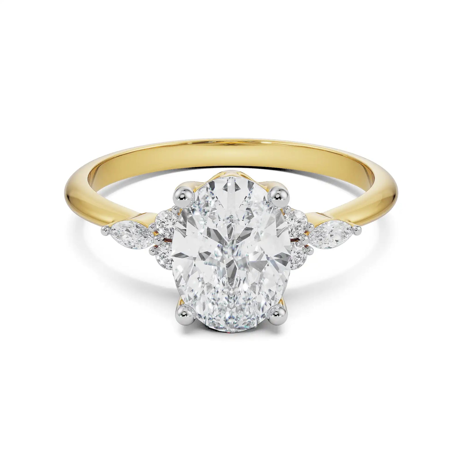 Oval Cluster Engagement Ring Front View