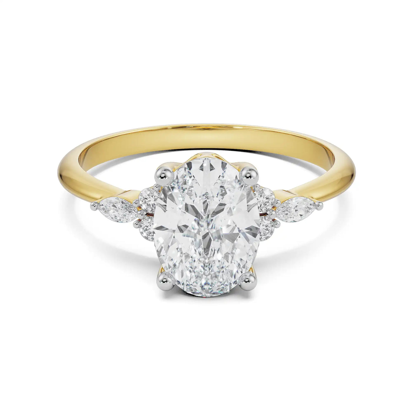 Oval Cluster Lab Diamond Engagement Ring 9KT