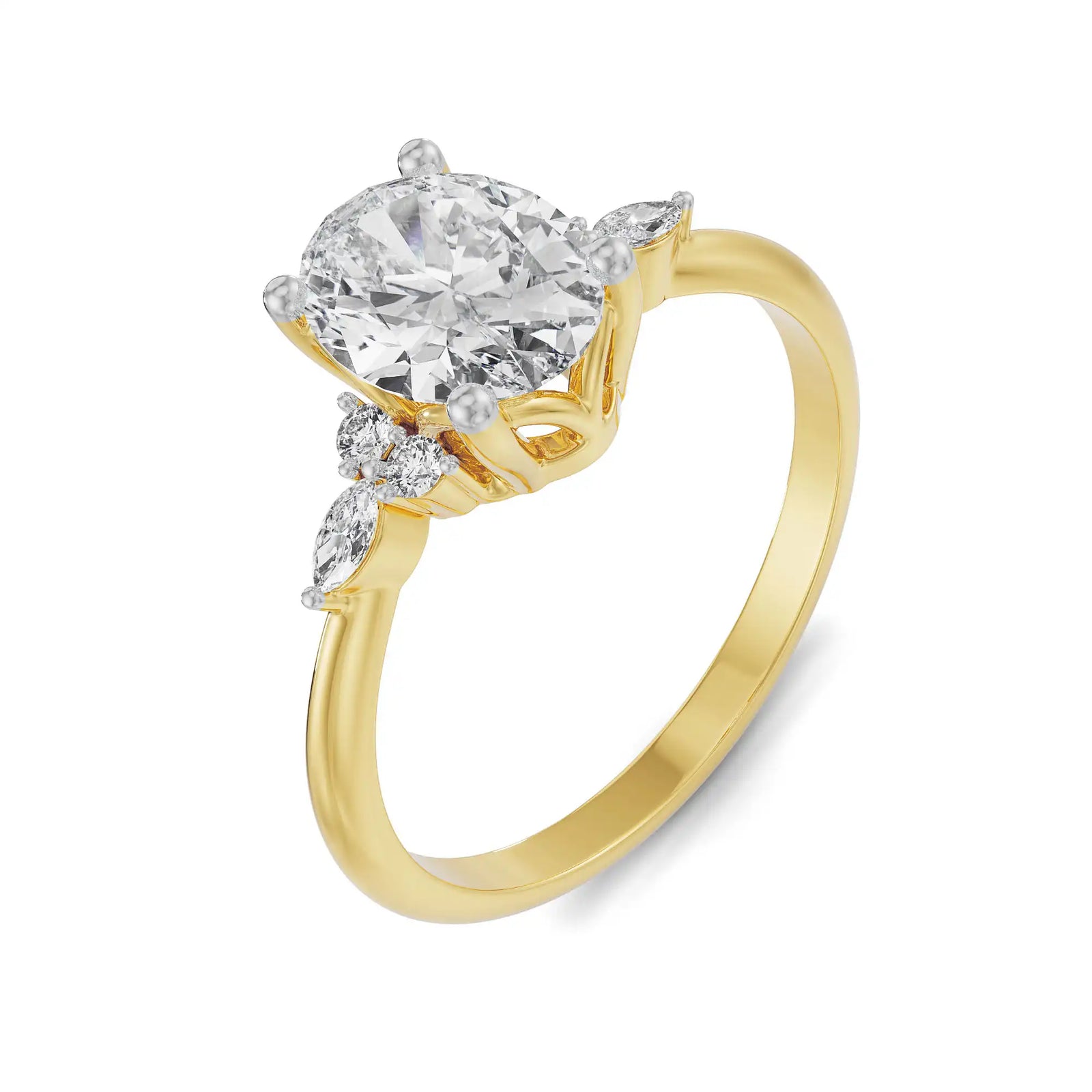 Oval Cluster Engagement Ring Top View