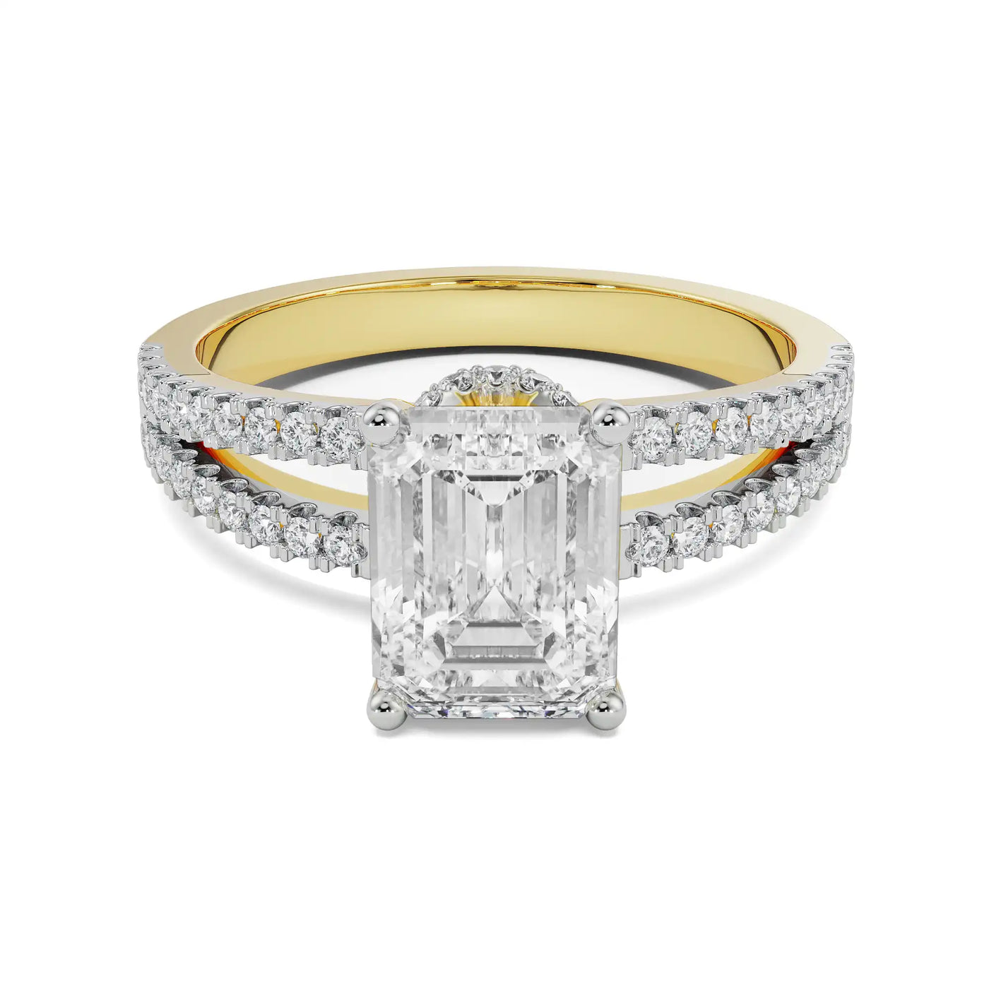 Emerald Cut Lab Grown Diamond Bridal Ring