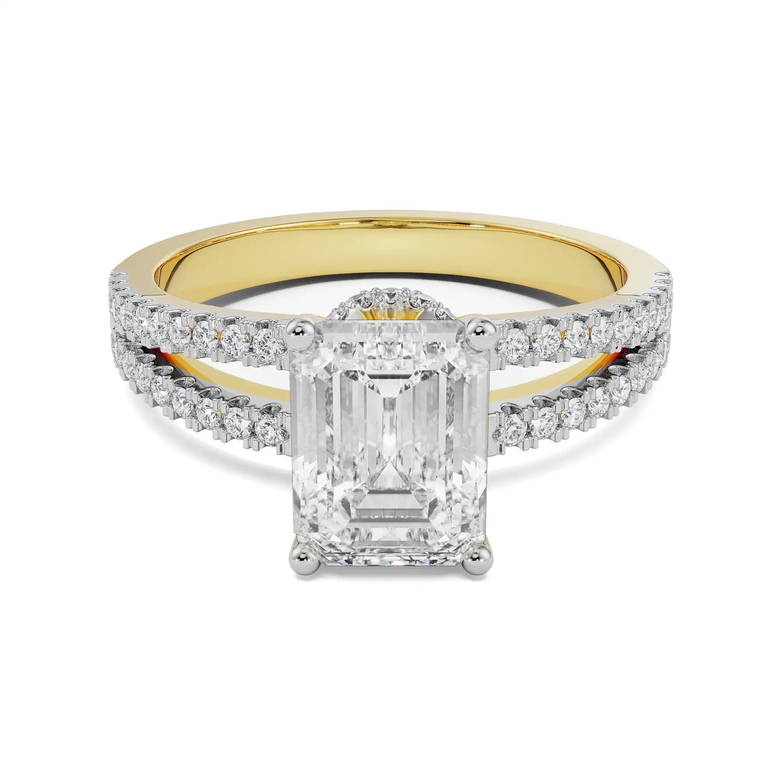 Emerald Cut Bridal Ring Front View