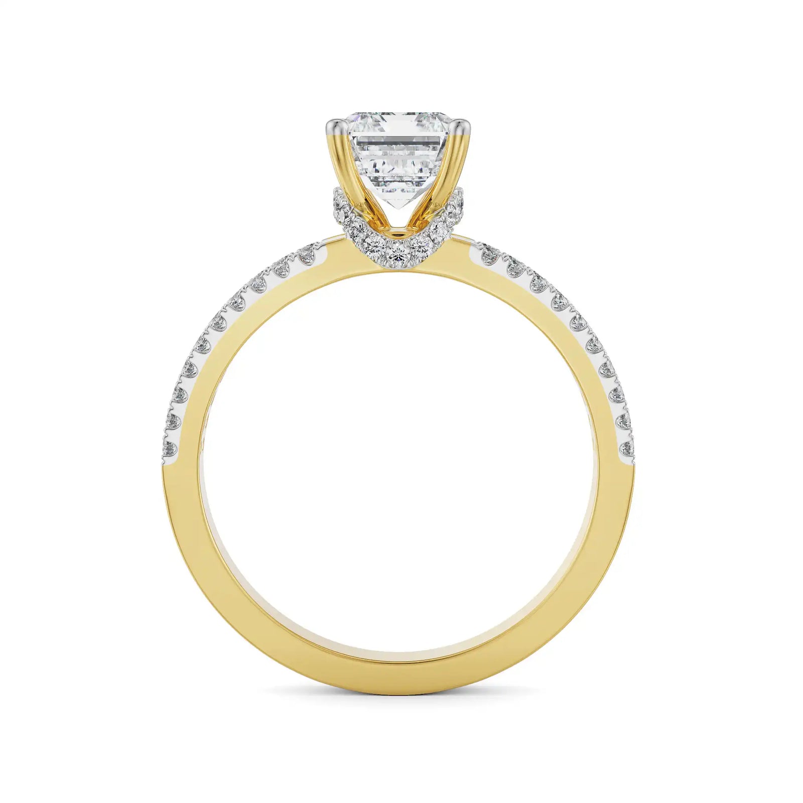 Emerald Cut Bridal Ring Side View