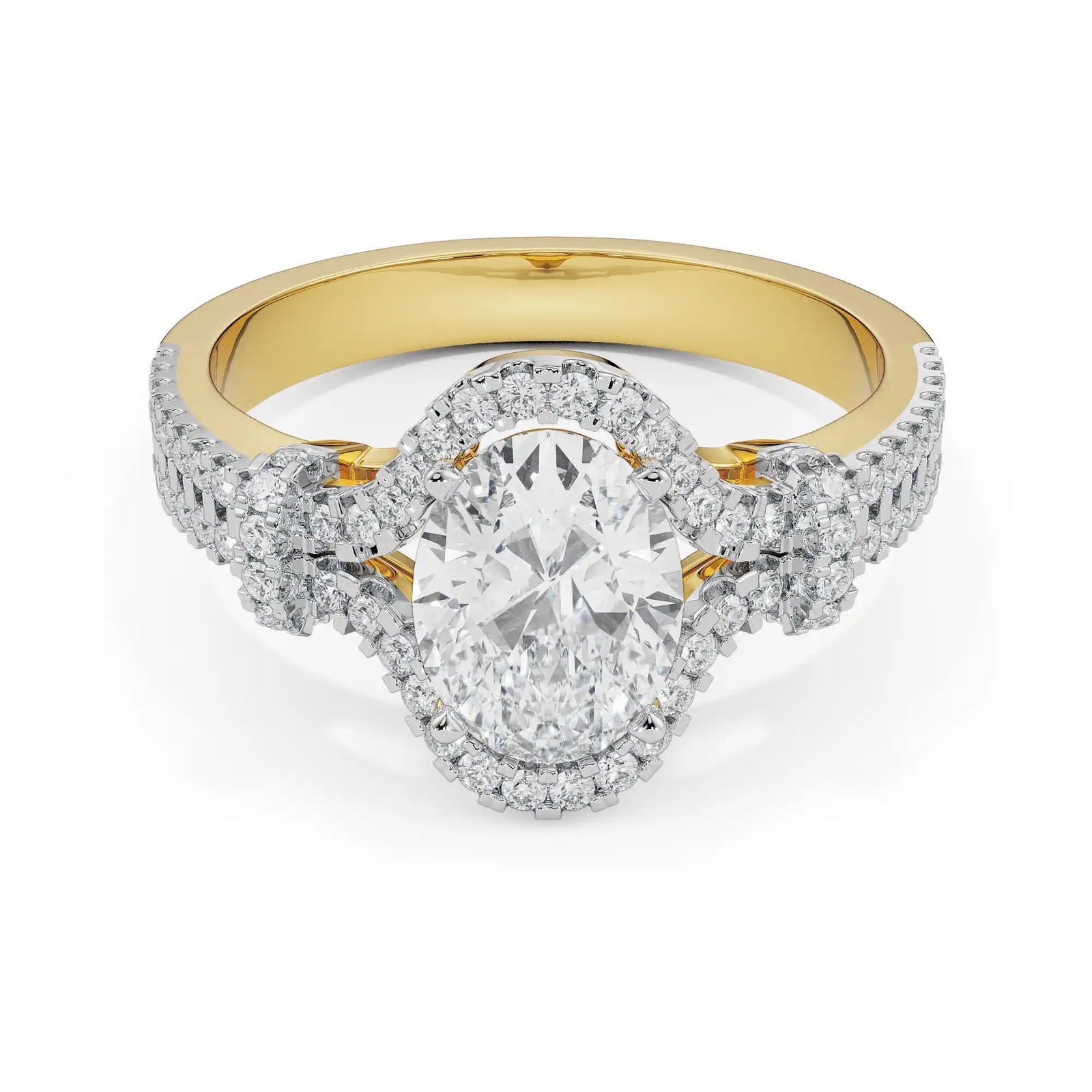 Glimmery Oval Engagement Ring Front View