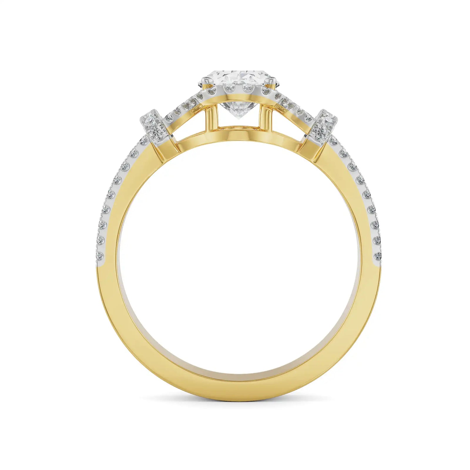 Glimmery Oval Engagement Ring Side View