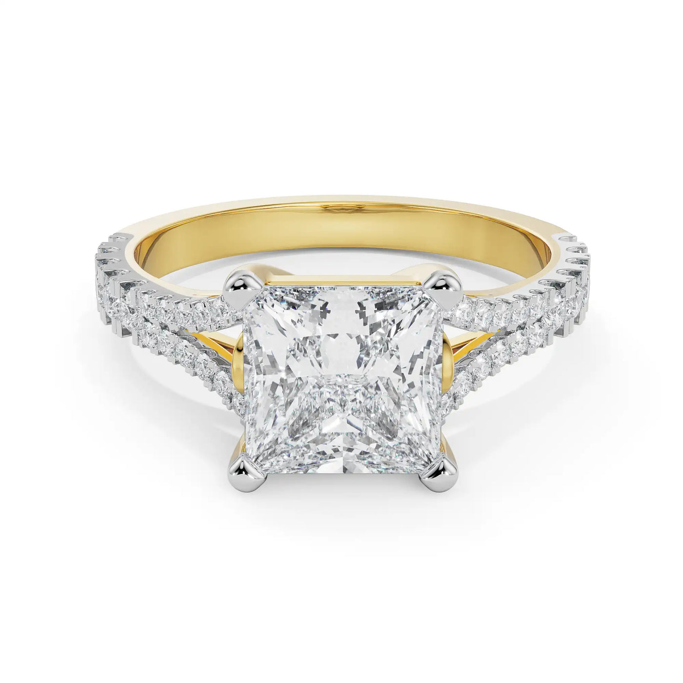 Mauve Princess Cut Lab Diamond Engagement Ring 9KT