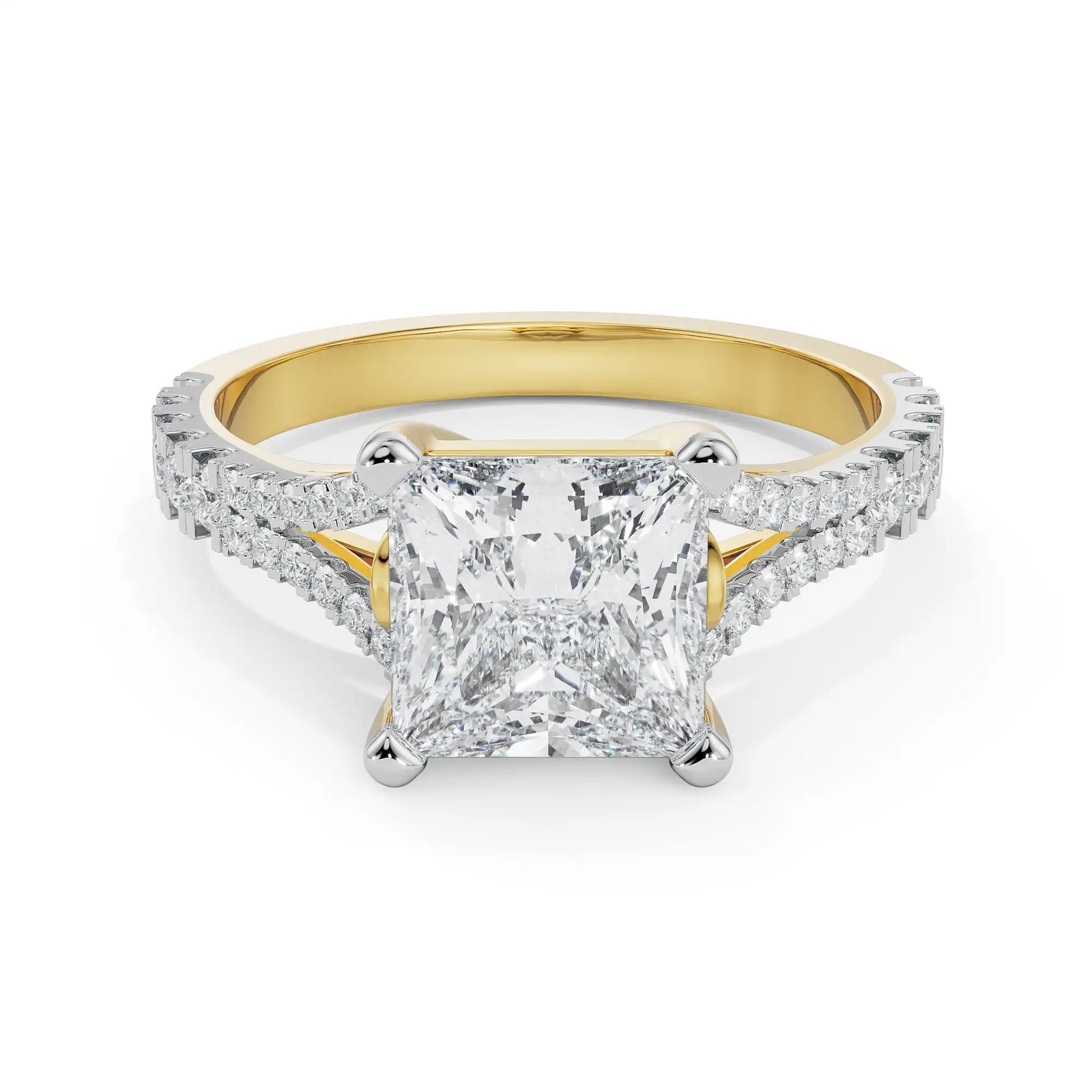 Mauve Princess Cut Engagement Ring Front View in 9KT