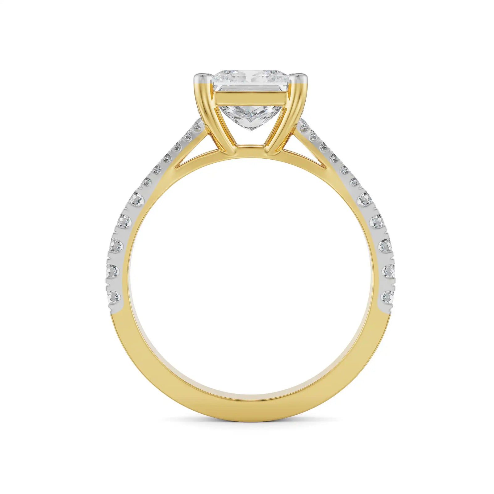 Mauve Princess Cut Engagement Ring Side View
