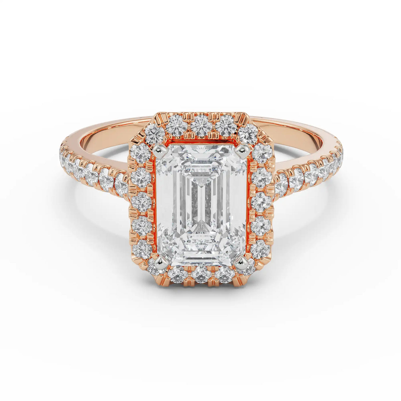 Pave Lab Grown Diamond Halo Engagement Ring