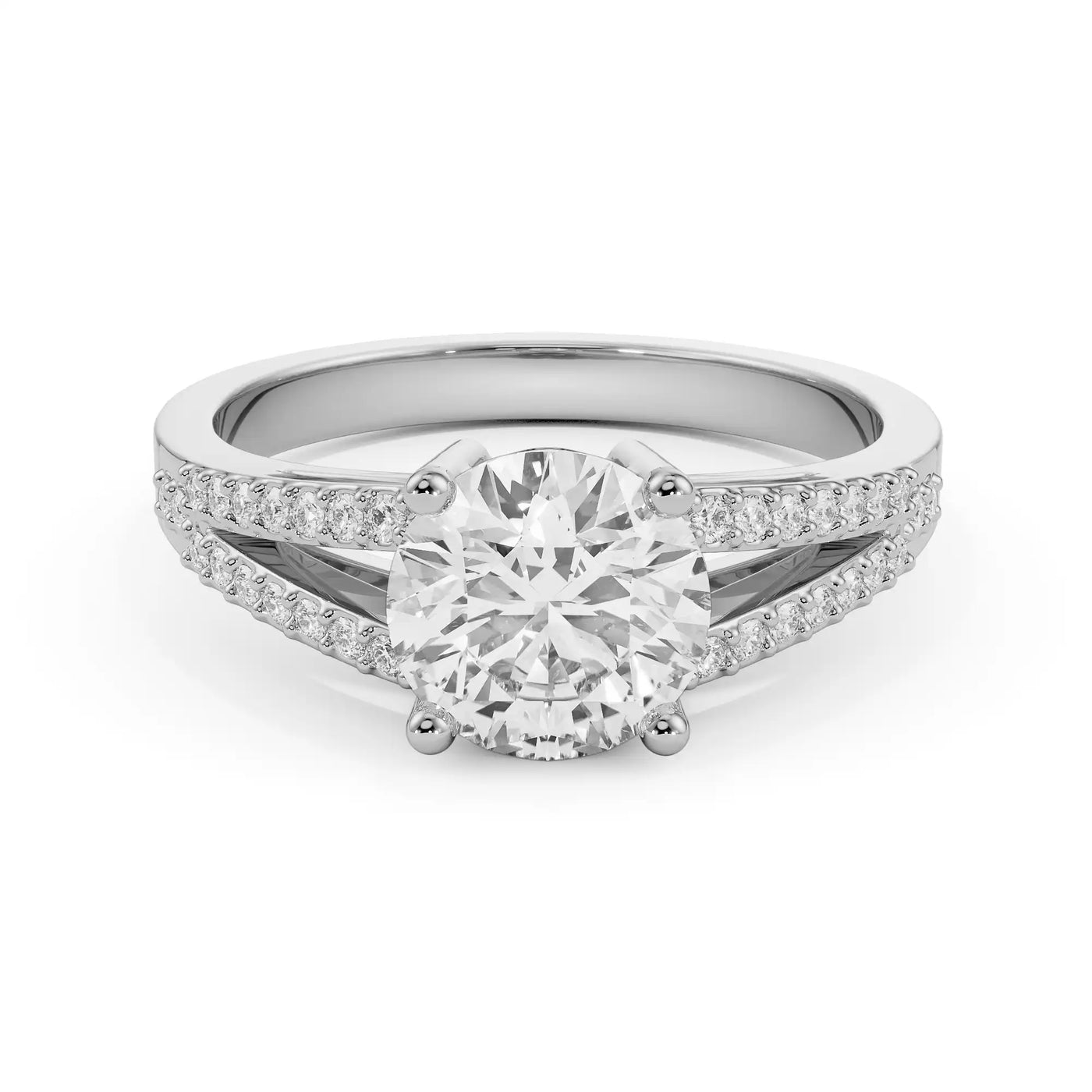 Pave Round Lab Diamond Engagement Ring 9KT