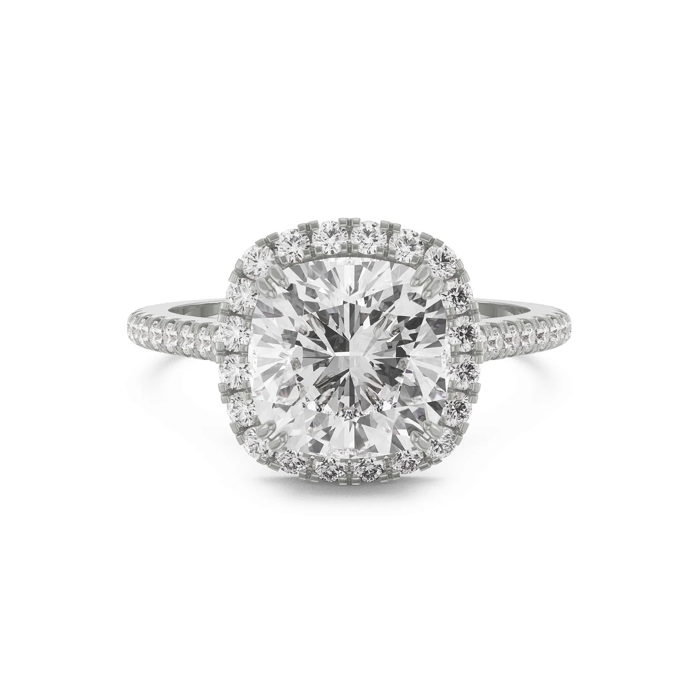 Cushion Halo Lab Diamond Engagement Ring
