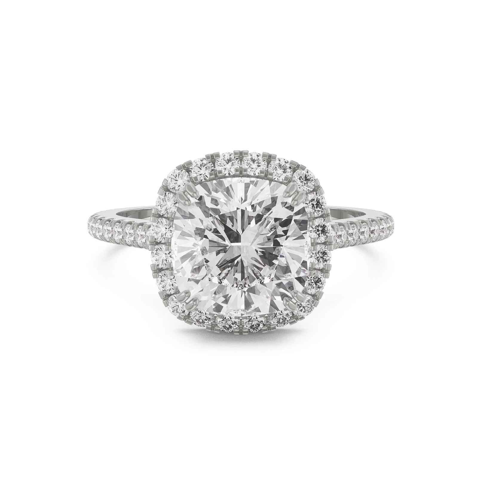 Cushion Halo Engagement Ring Front View