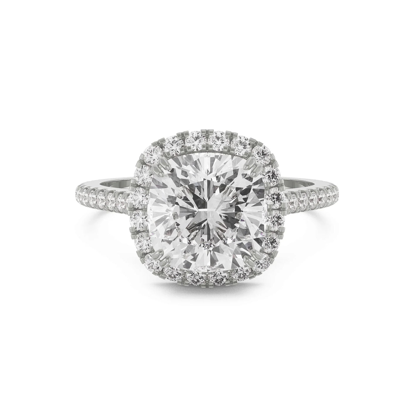 Cushion Halo Lab Diamond Engagement Ring 9KT