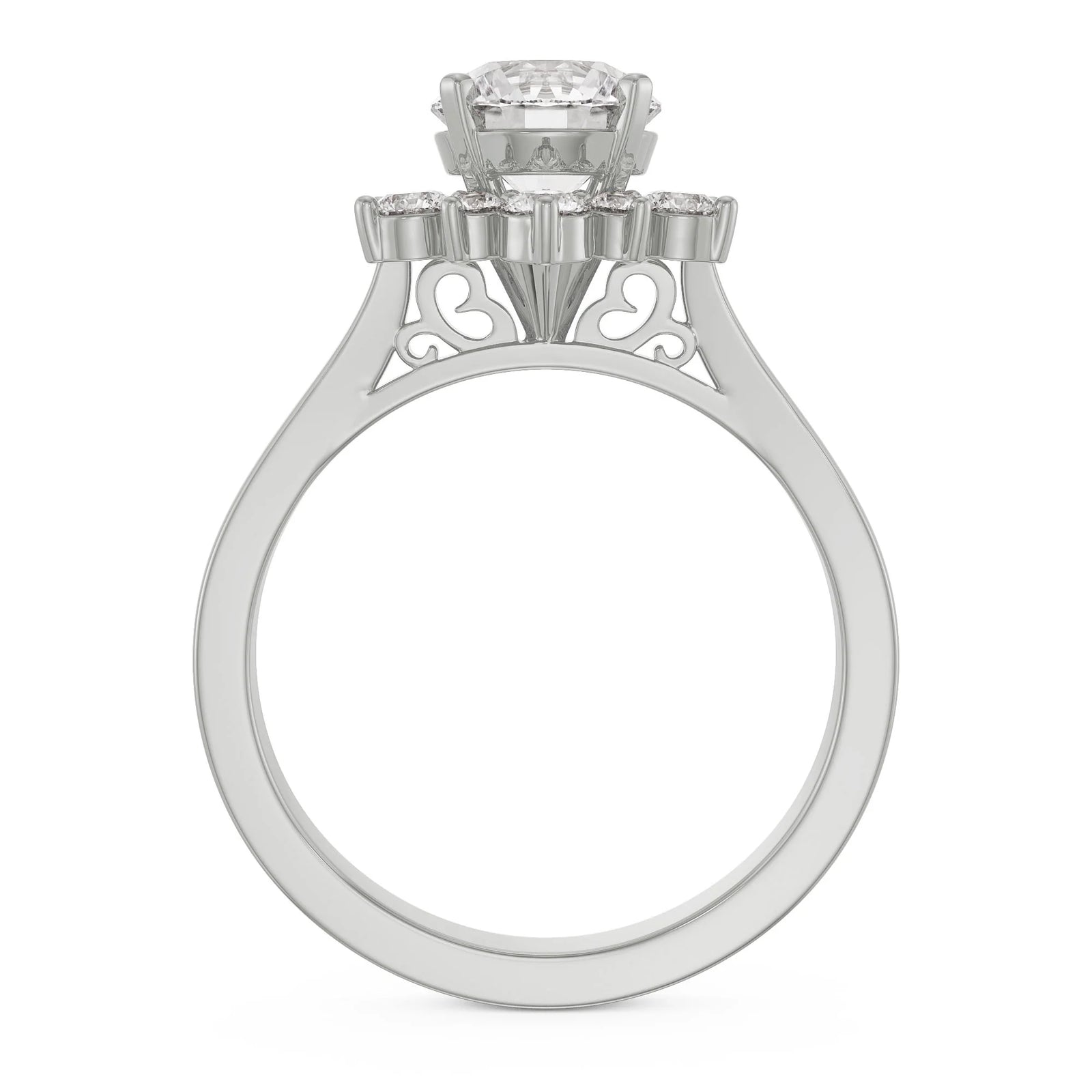Star Halo Engagement Ring Back View