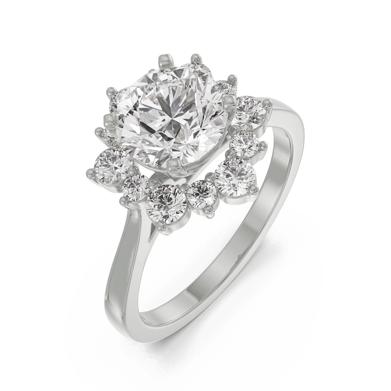 Star Halo Engagement Ring Top View