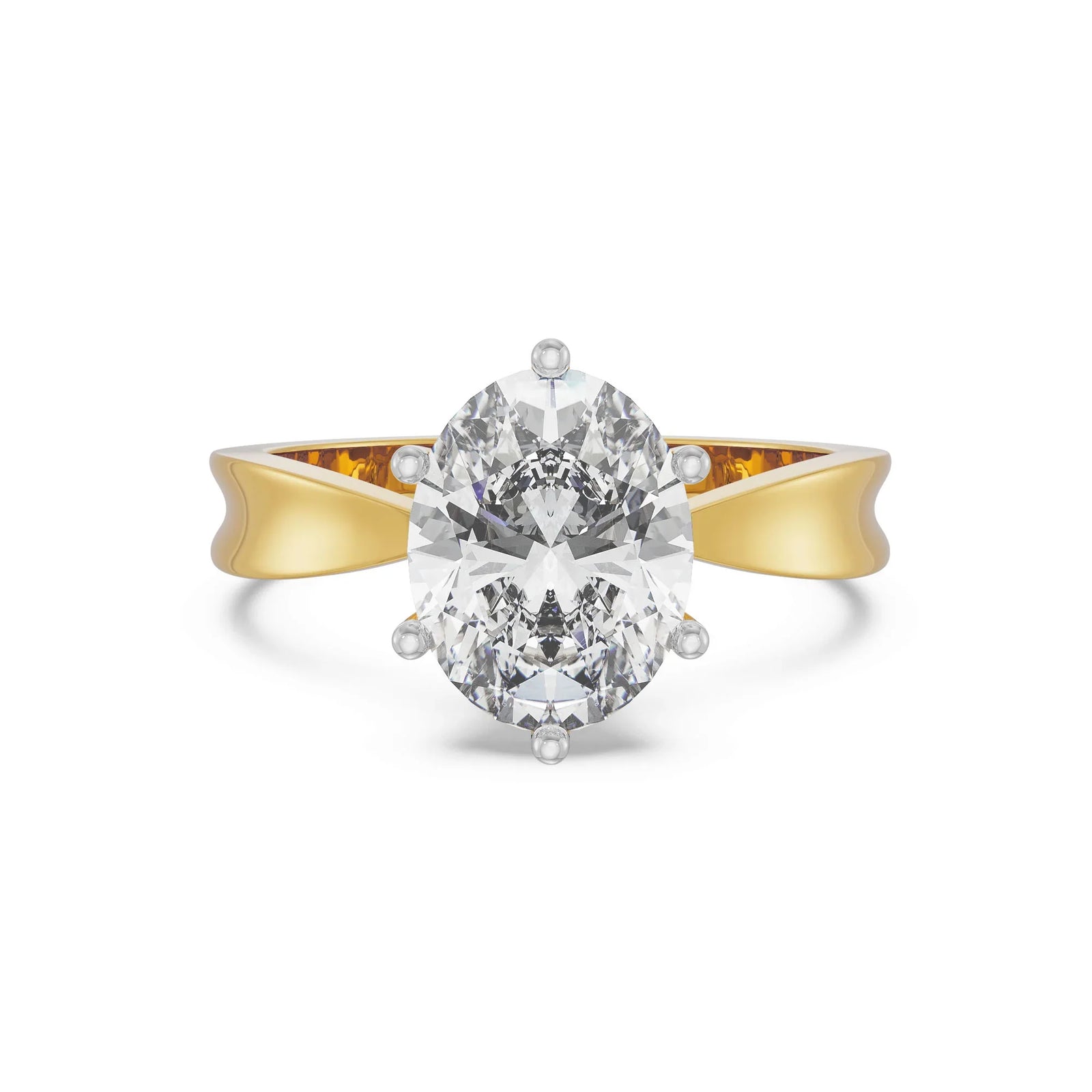 Oval Solitaire Engagement Ring Front View in 9KT