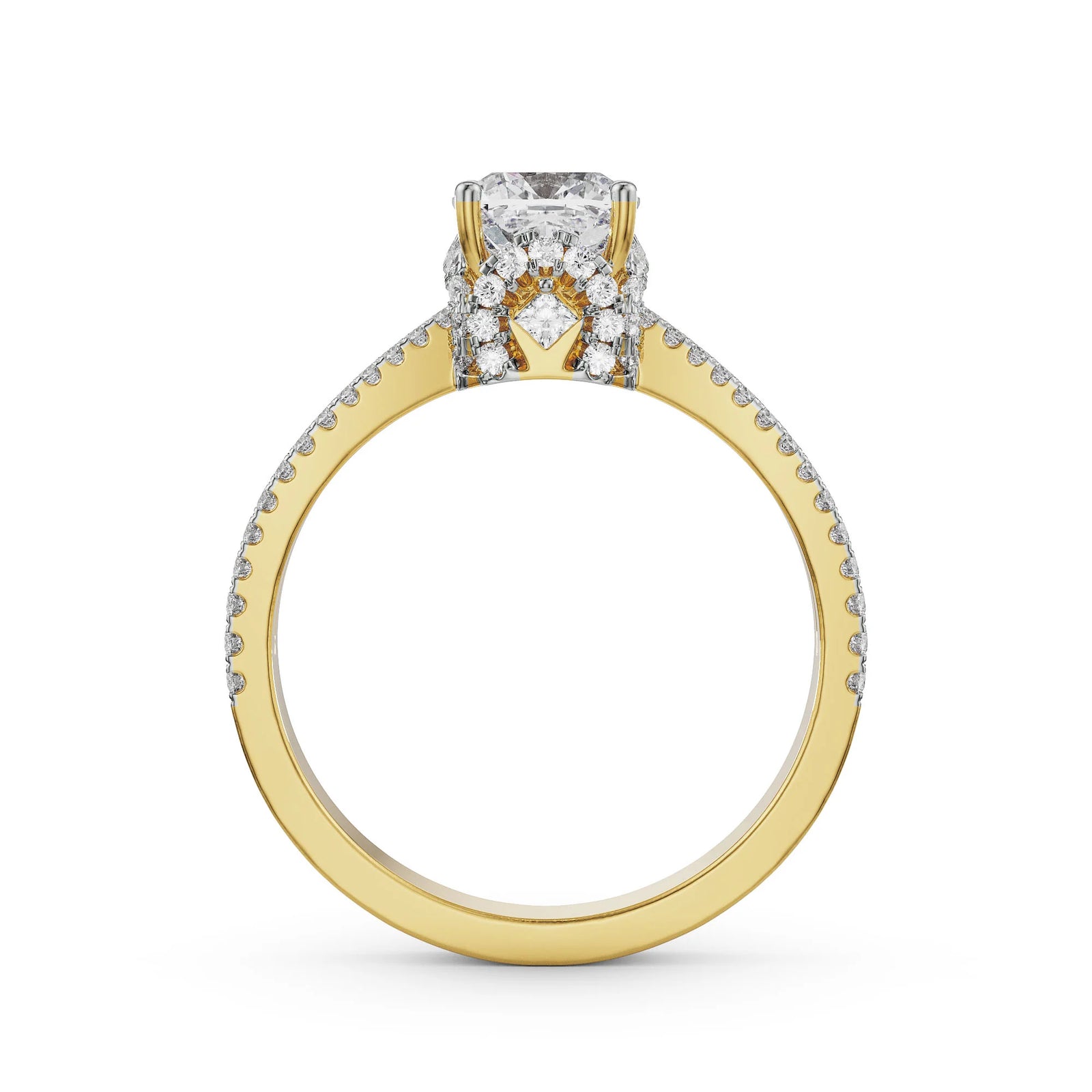 Cushion Cut Engagement Ring Back View