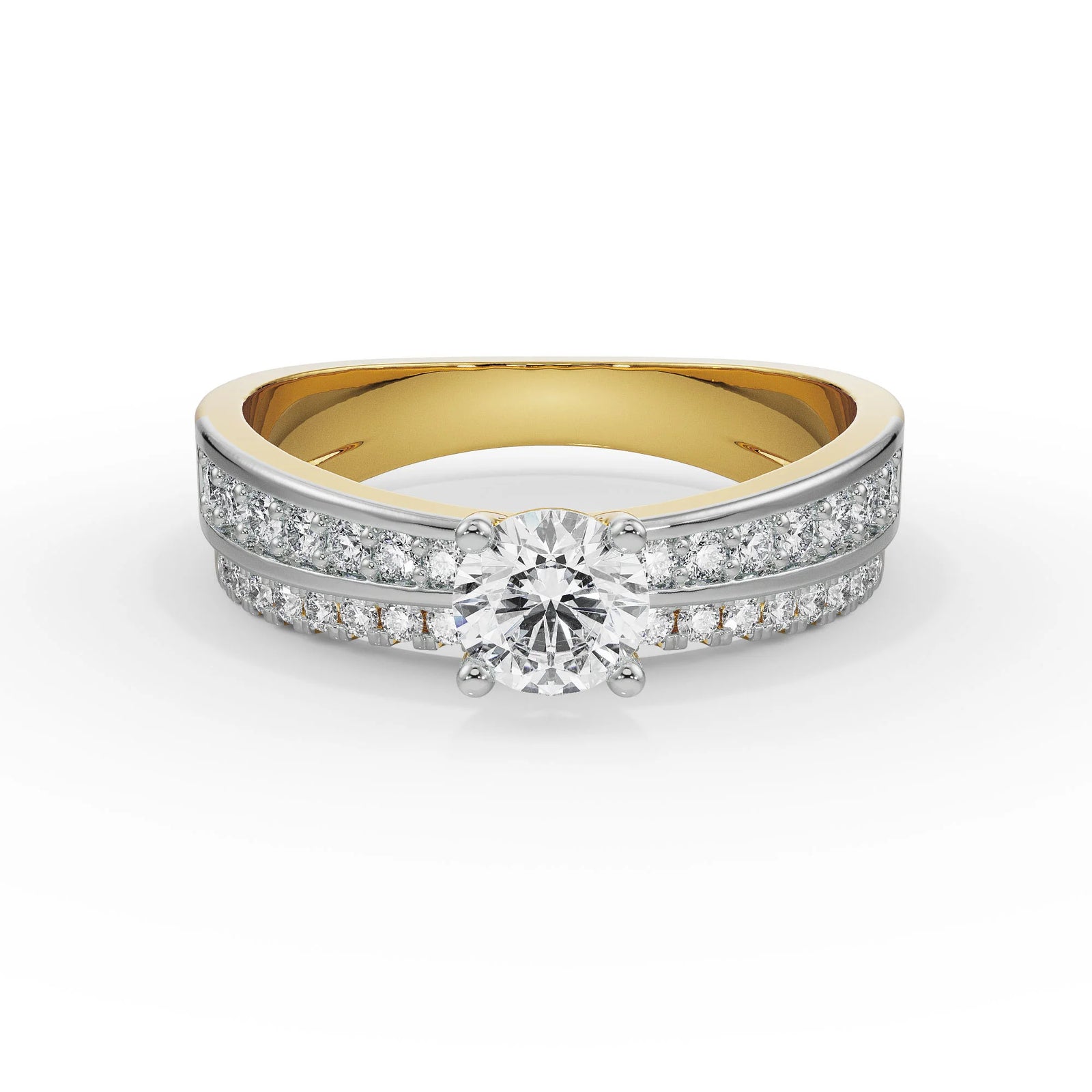 Gleaming Bridal Engagement Set Front View