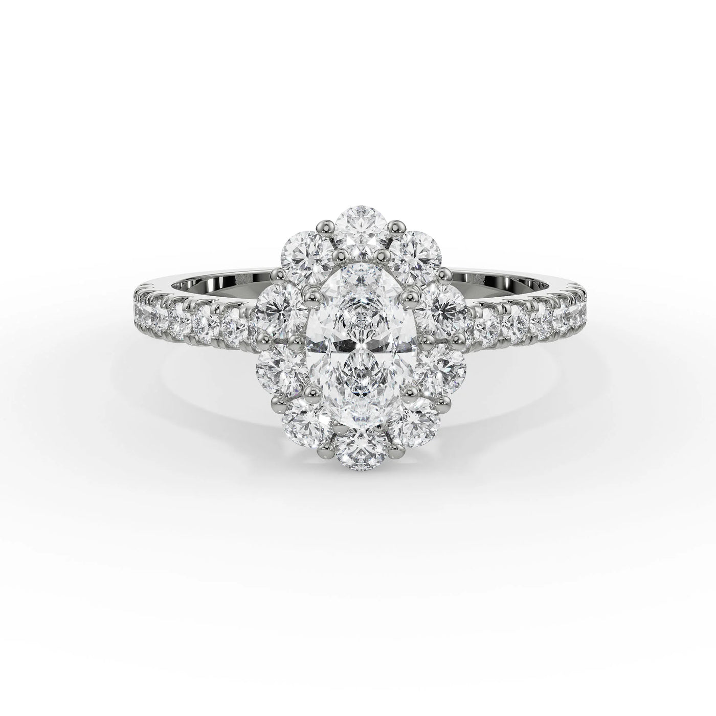 Floral Halo Lab Diamond Engagement Ring