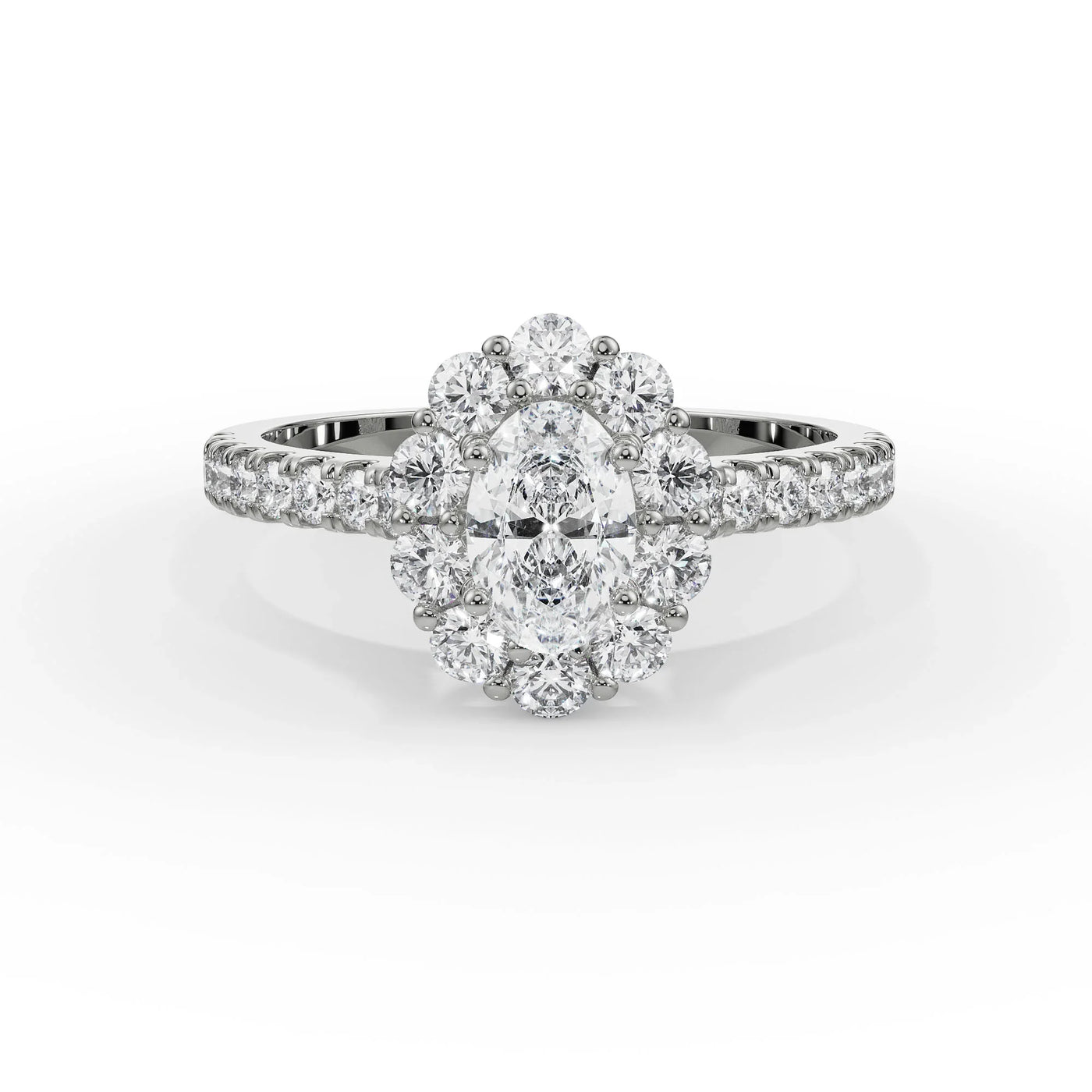 Floral Halo Lab Diamond Engagement Ring 9KT