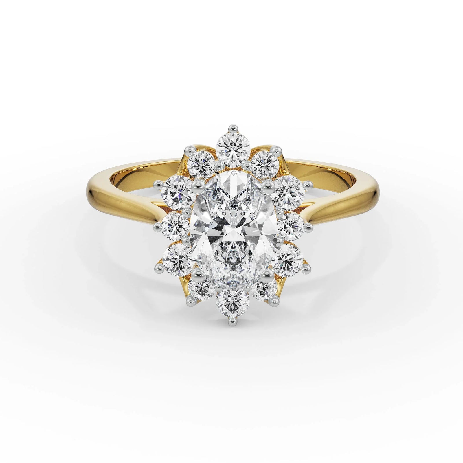 Royal Oval Cut Diamond Ring Front View in 9KT