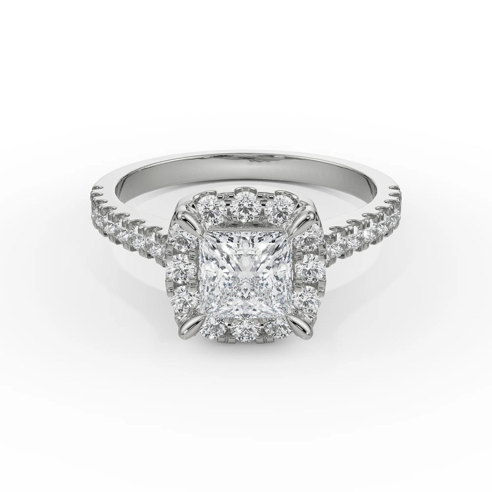 Princess Cut Bridal Ring Front View