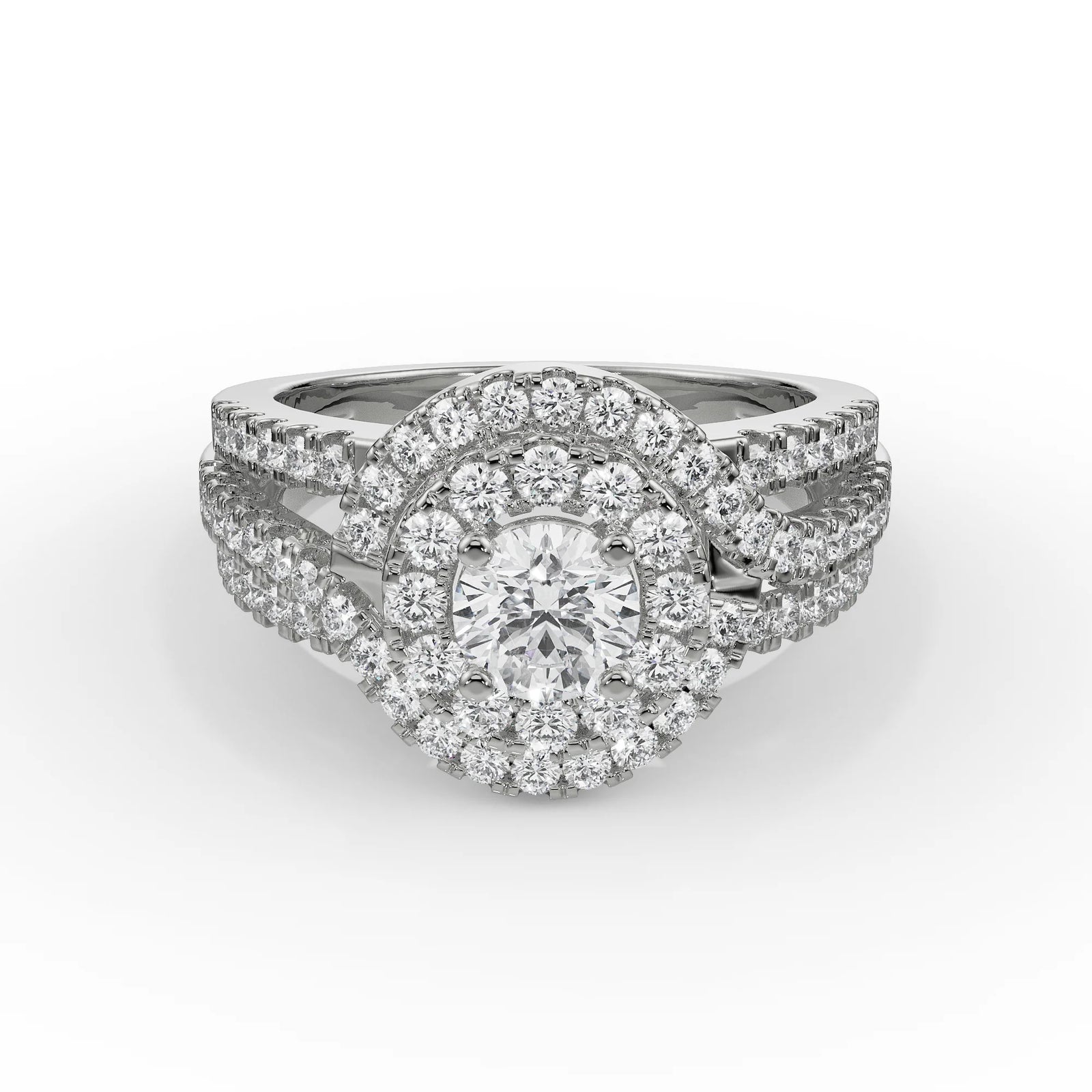 Duo Halo Engagement Ring Front View
