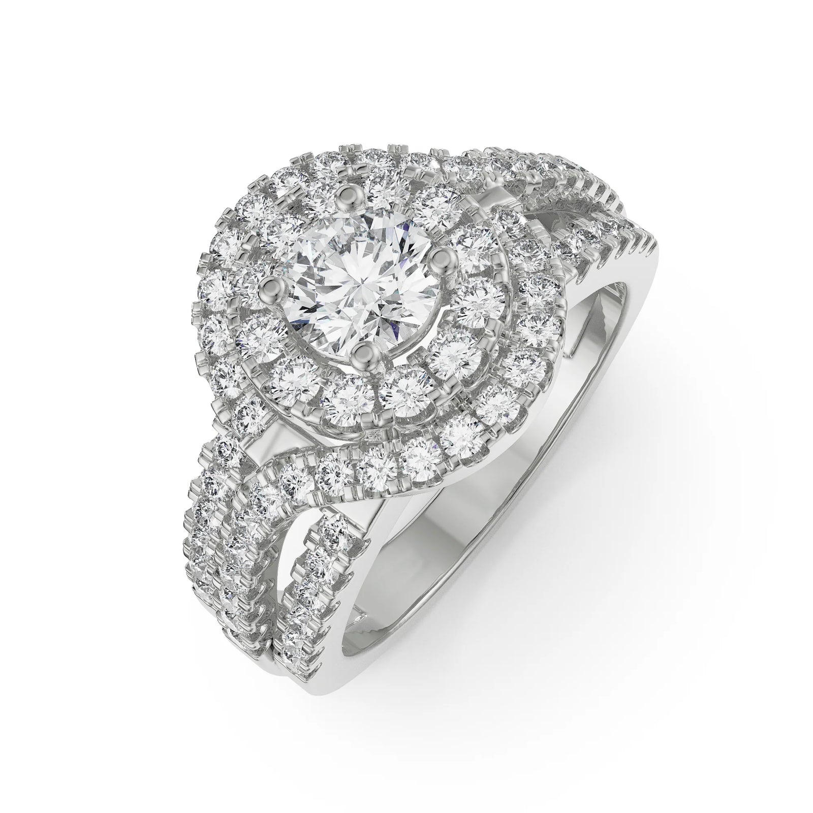 Duo Halo Engagement Ring Top View