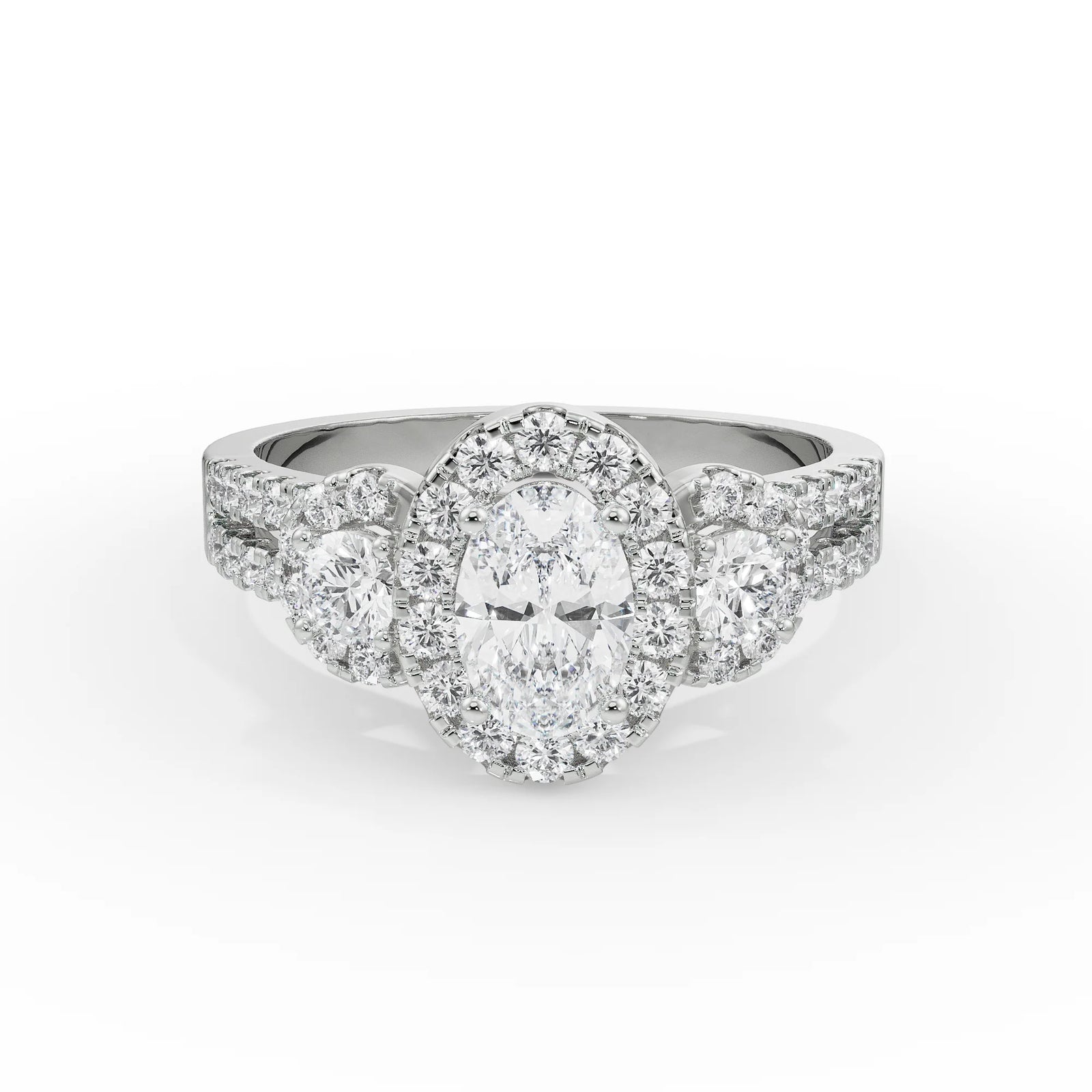 Luminous Halo Engagement Ring Front View