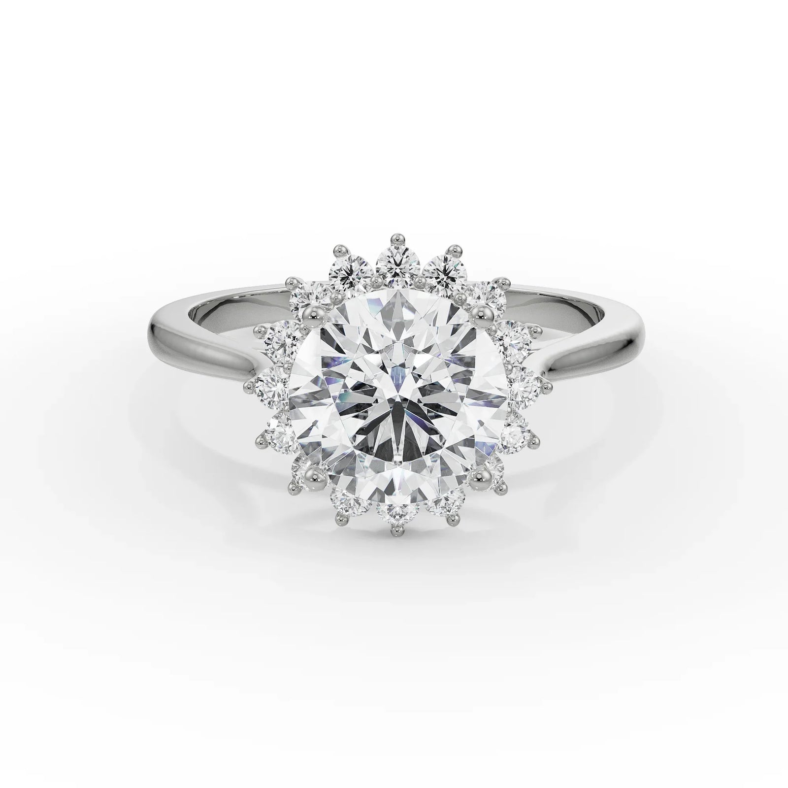 Sunkissed Halo Diamond Ring Front View in 9KT