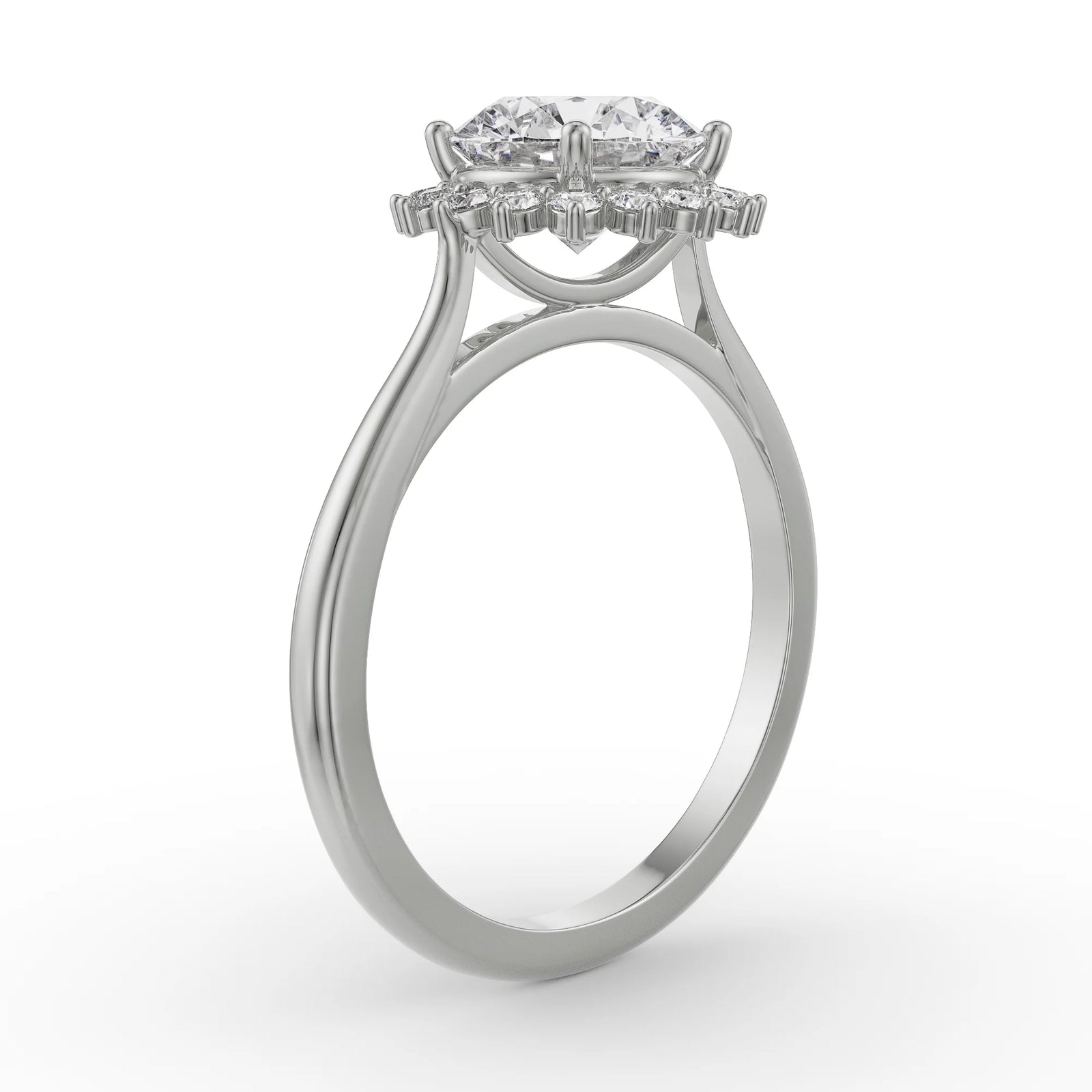 Sunkissed Halo Diamond Ring Side View