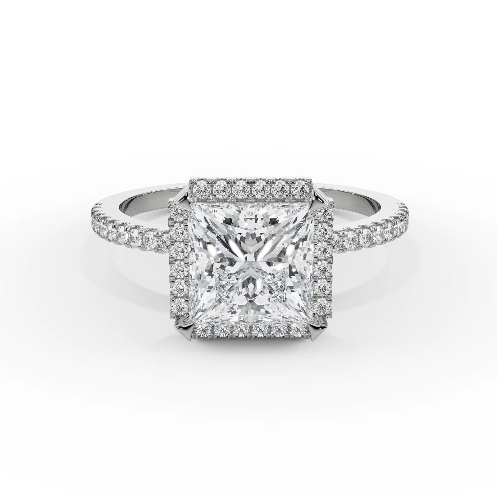 Quadret Halo Diamond Ring Front View