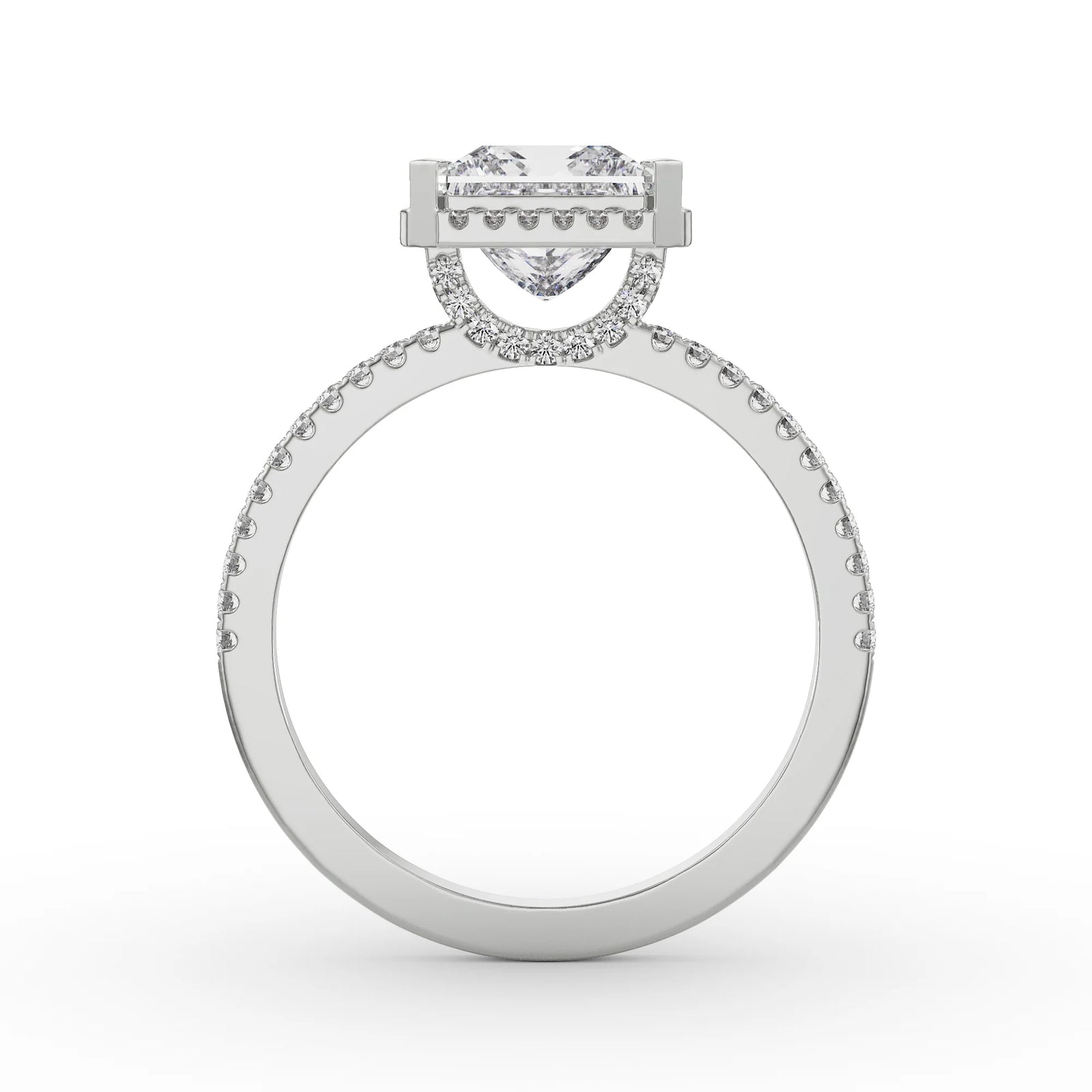 Quadret Halo Diamond Ring Back View