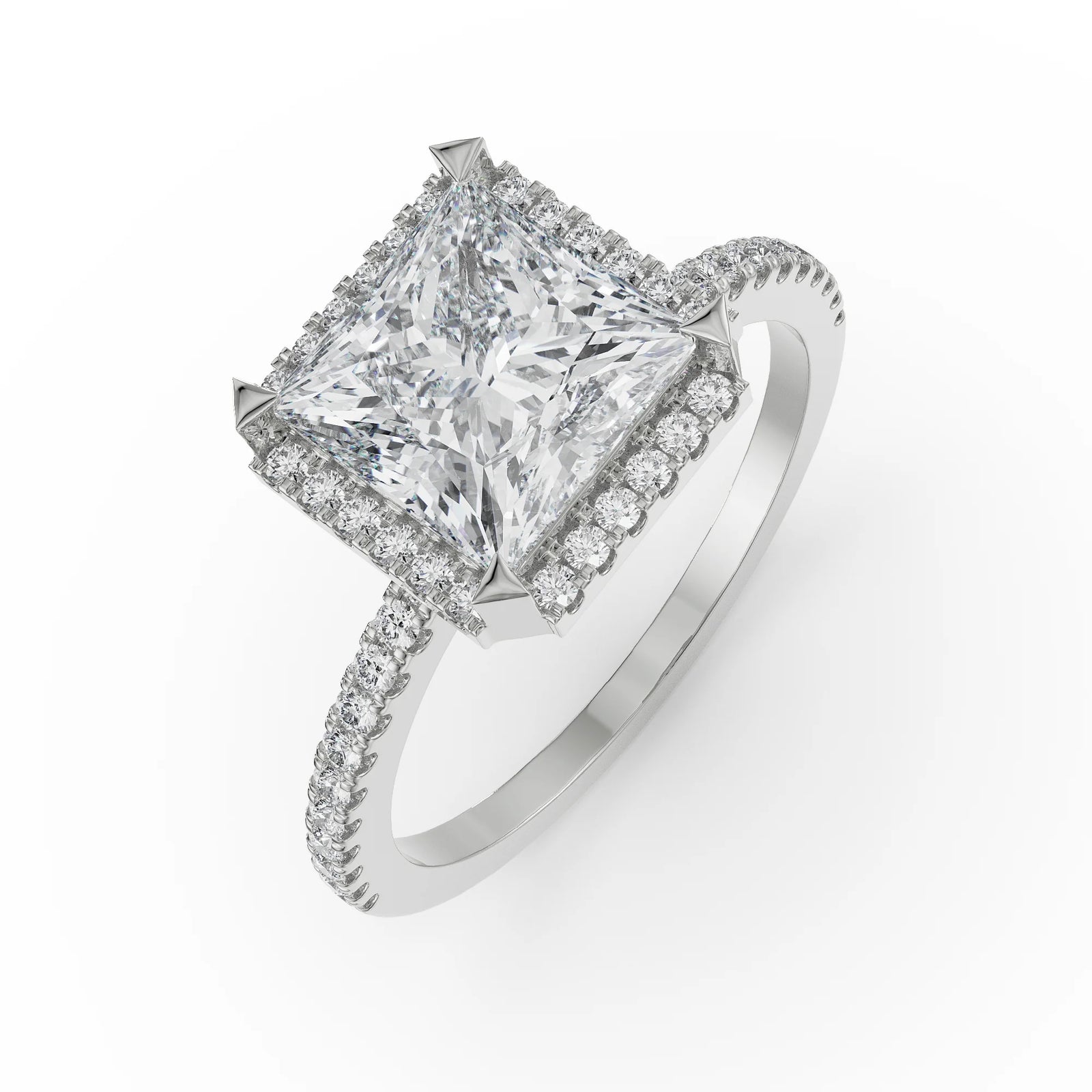 Quadret Halo Diamond Ring Top View