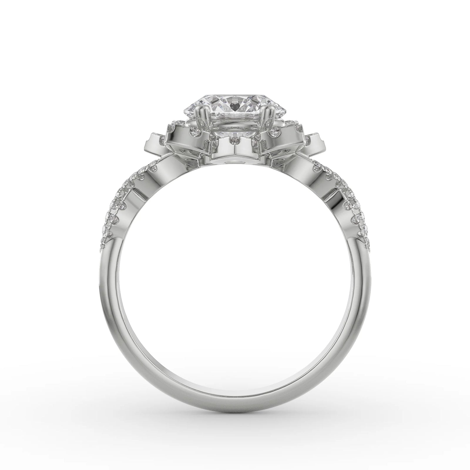 Sunflower Diamond Ring Back View