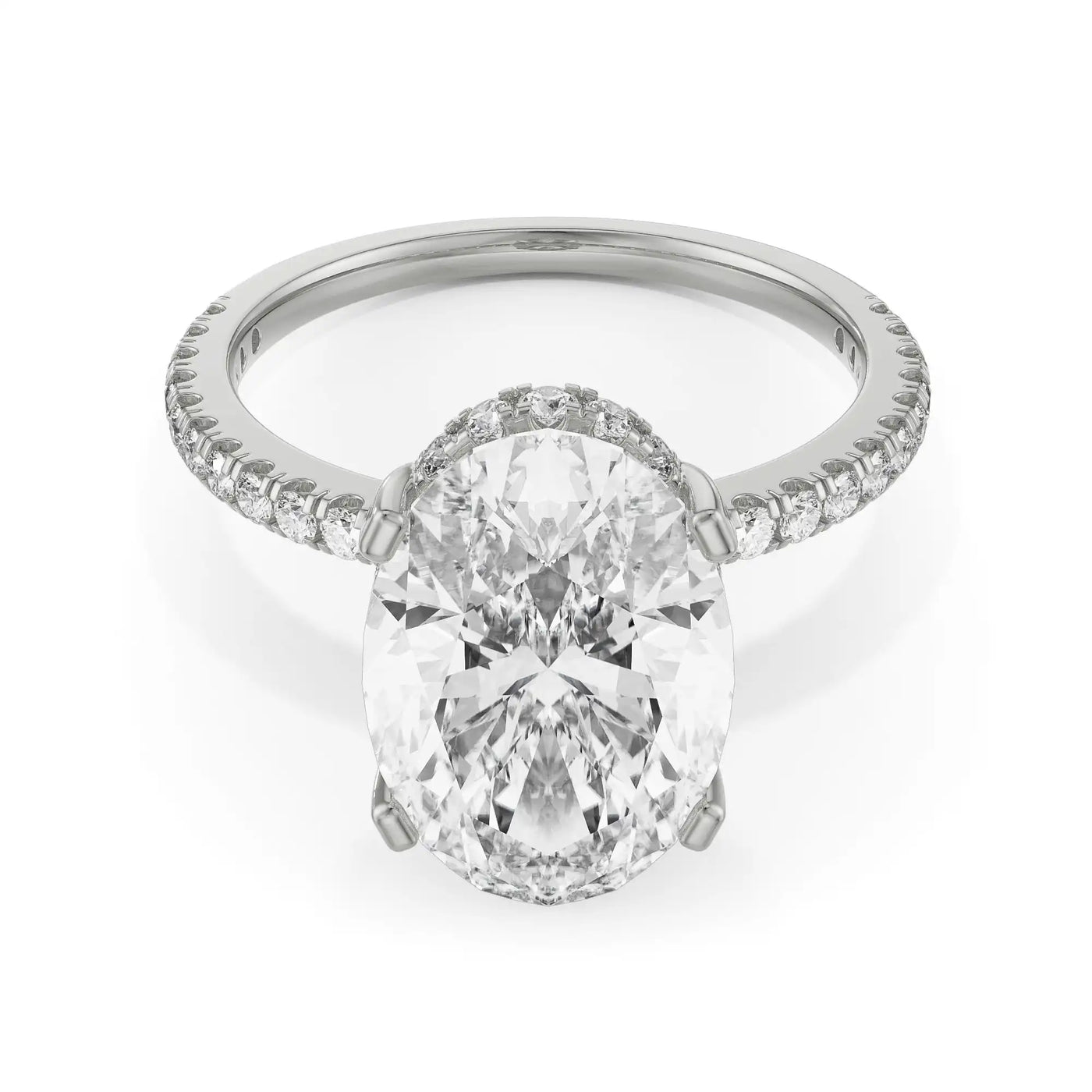 Hidden Halo Oval Lab Grown Diamond Solitaire Ring