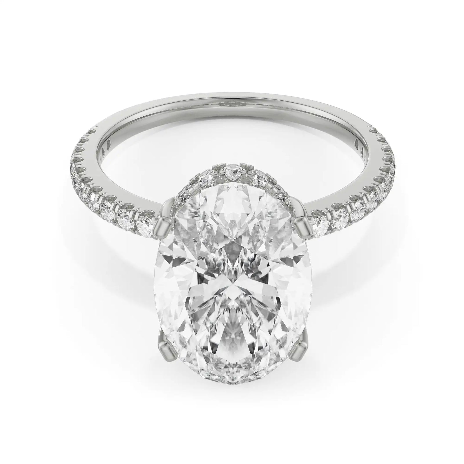 Hidden Halo Oval Solitaire Ring Front View