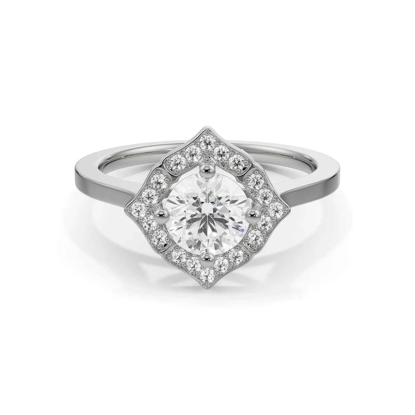 Round Stone Halo Lab Diamond Engagement Ring
