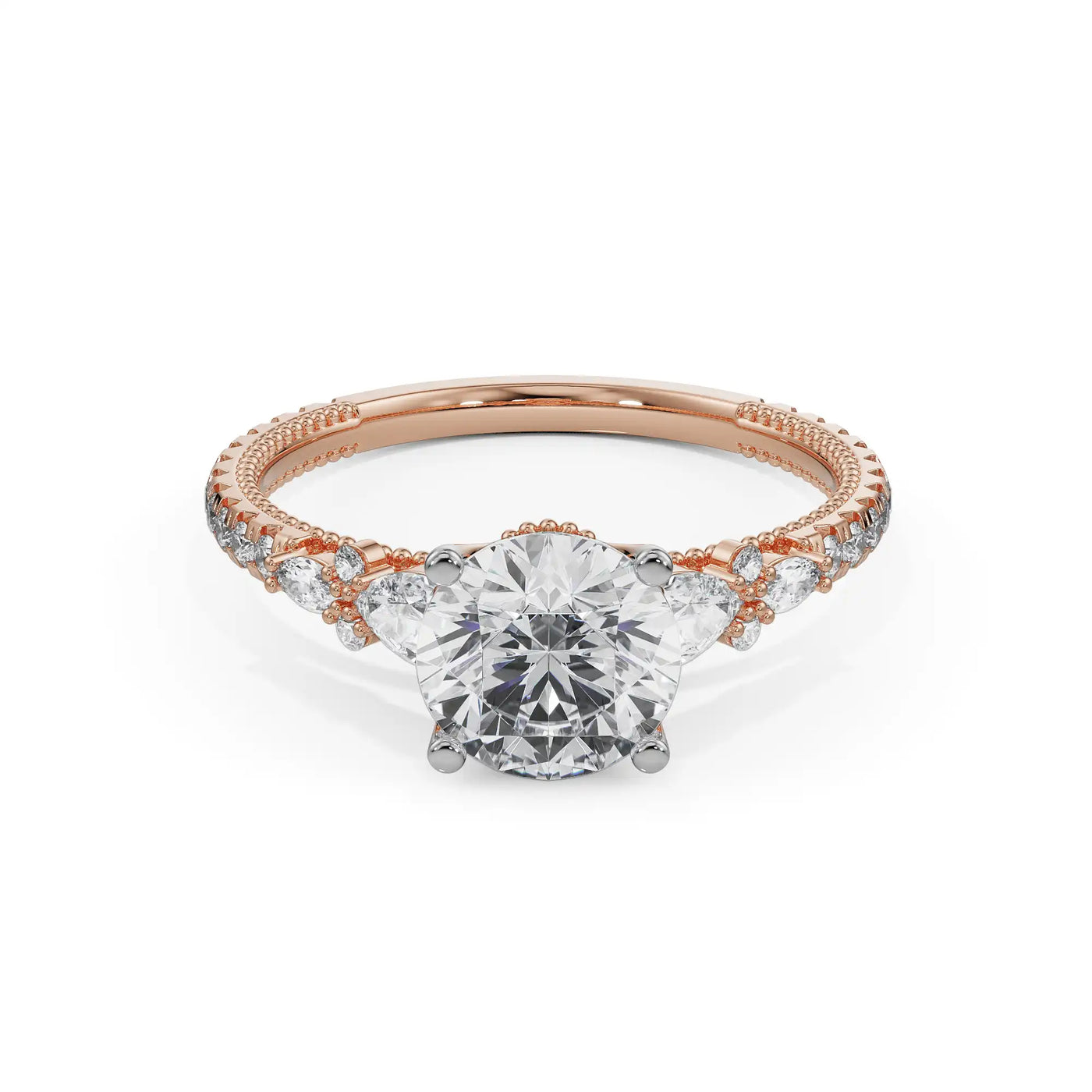 Pear Cut Sidestone Lab Grown Diamond Ring 9KT