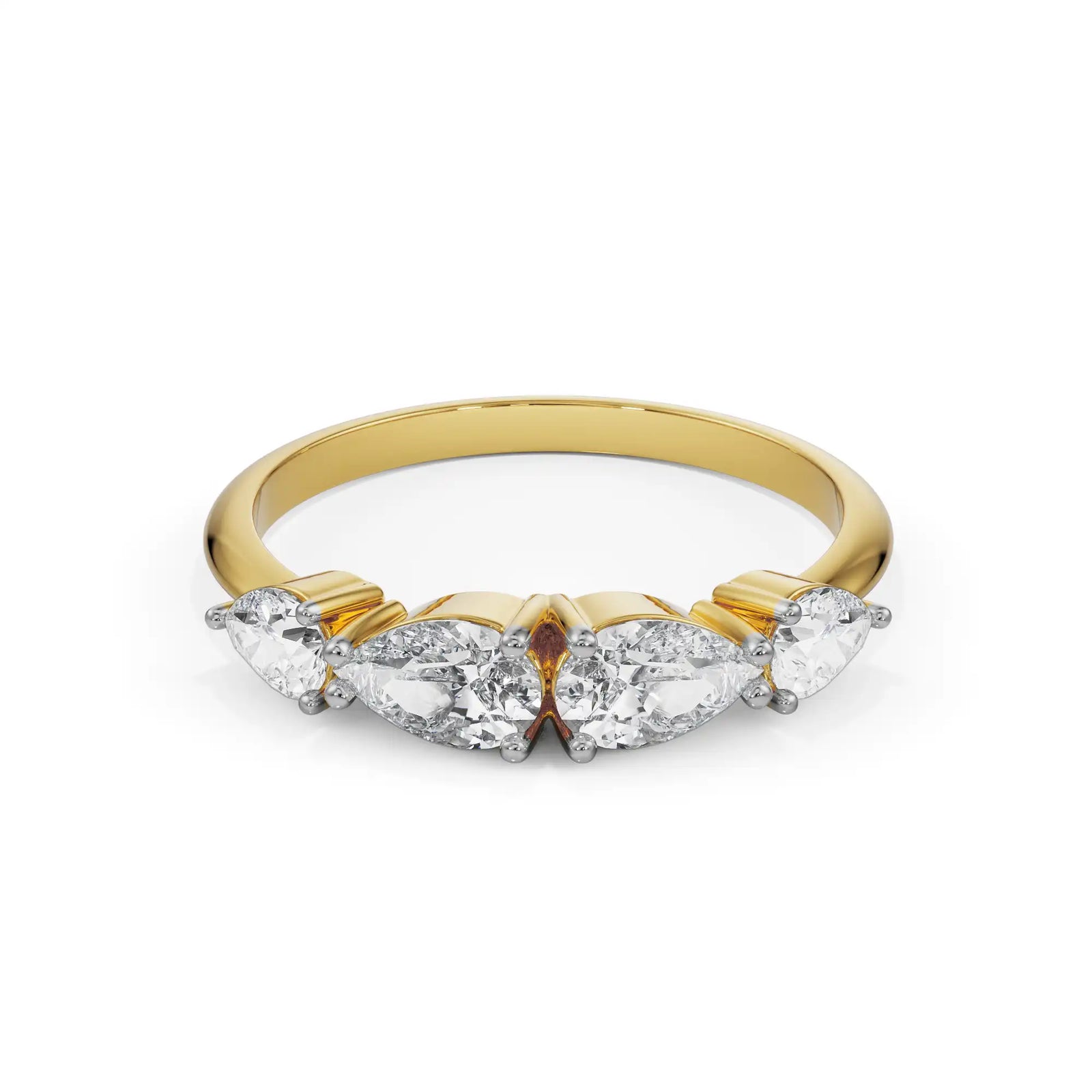 Four Pear Diamond Ring Front View