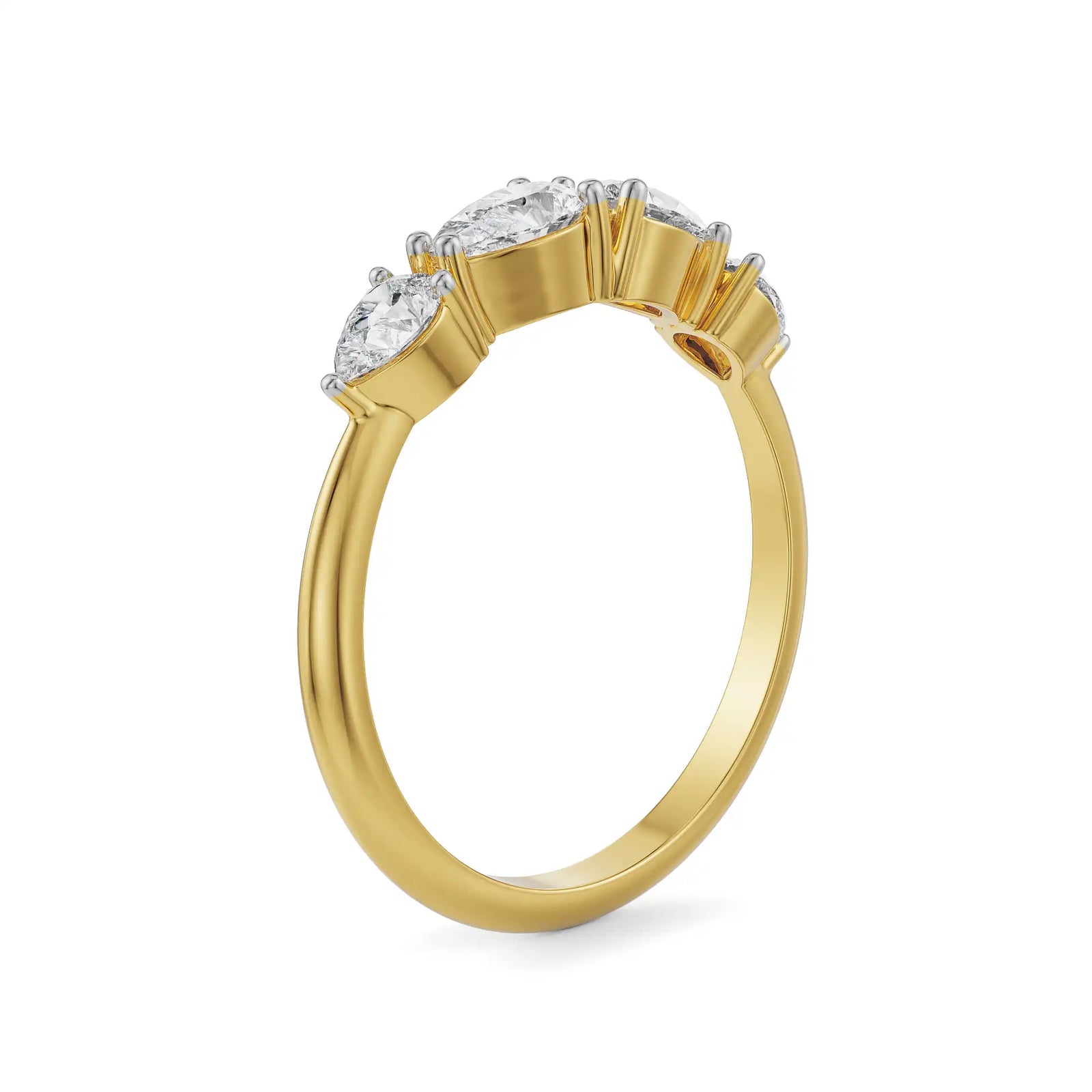 Four Pear Diamond Ring Side View