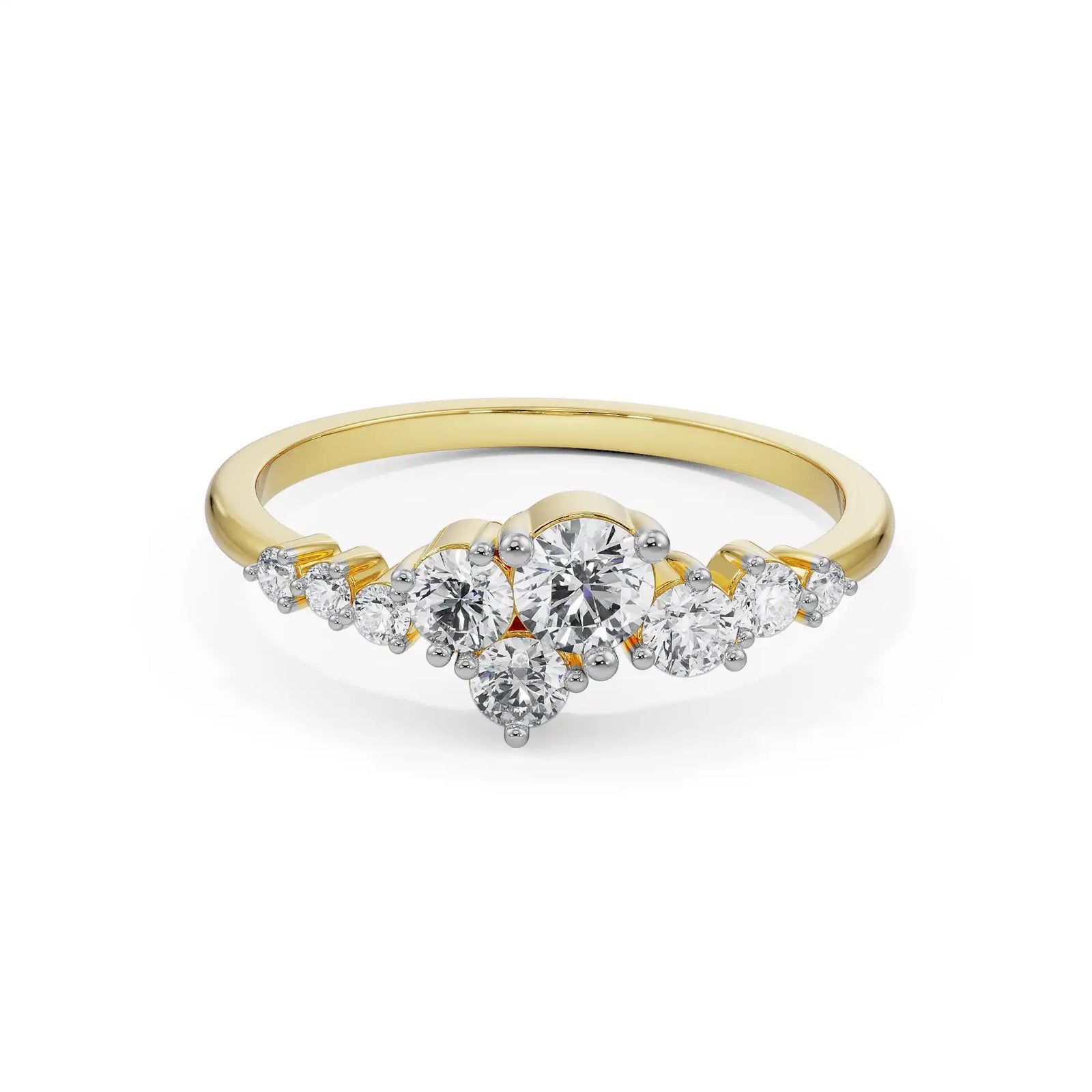 Artistic Flair Diamond Ring Front View in 9KT