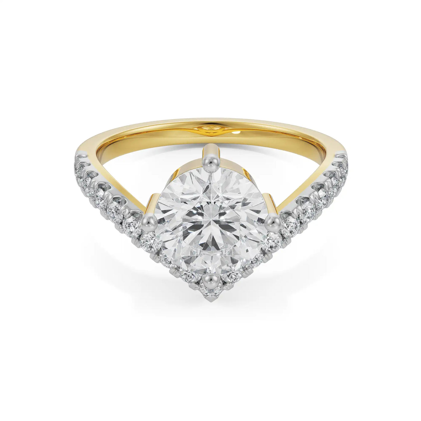 Round V Lab Grown Diamond Ring 9KT